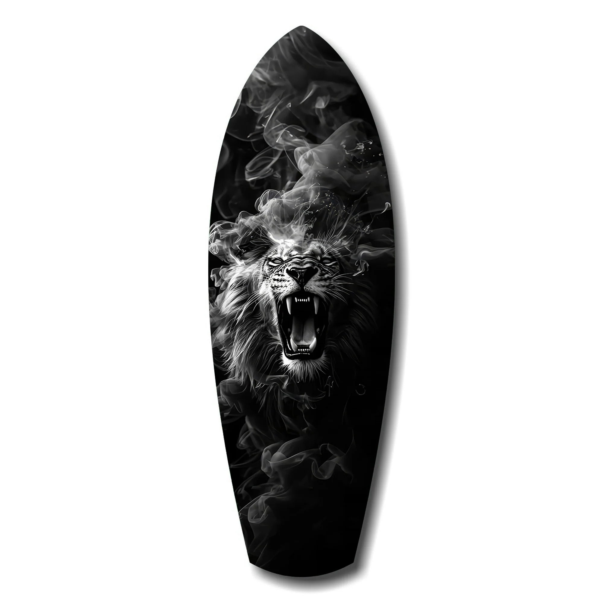 Roaring Lion Smoke Monochrome Glass Wall Art