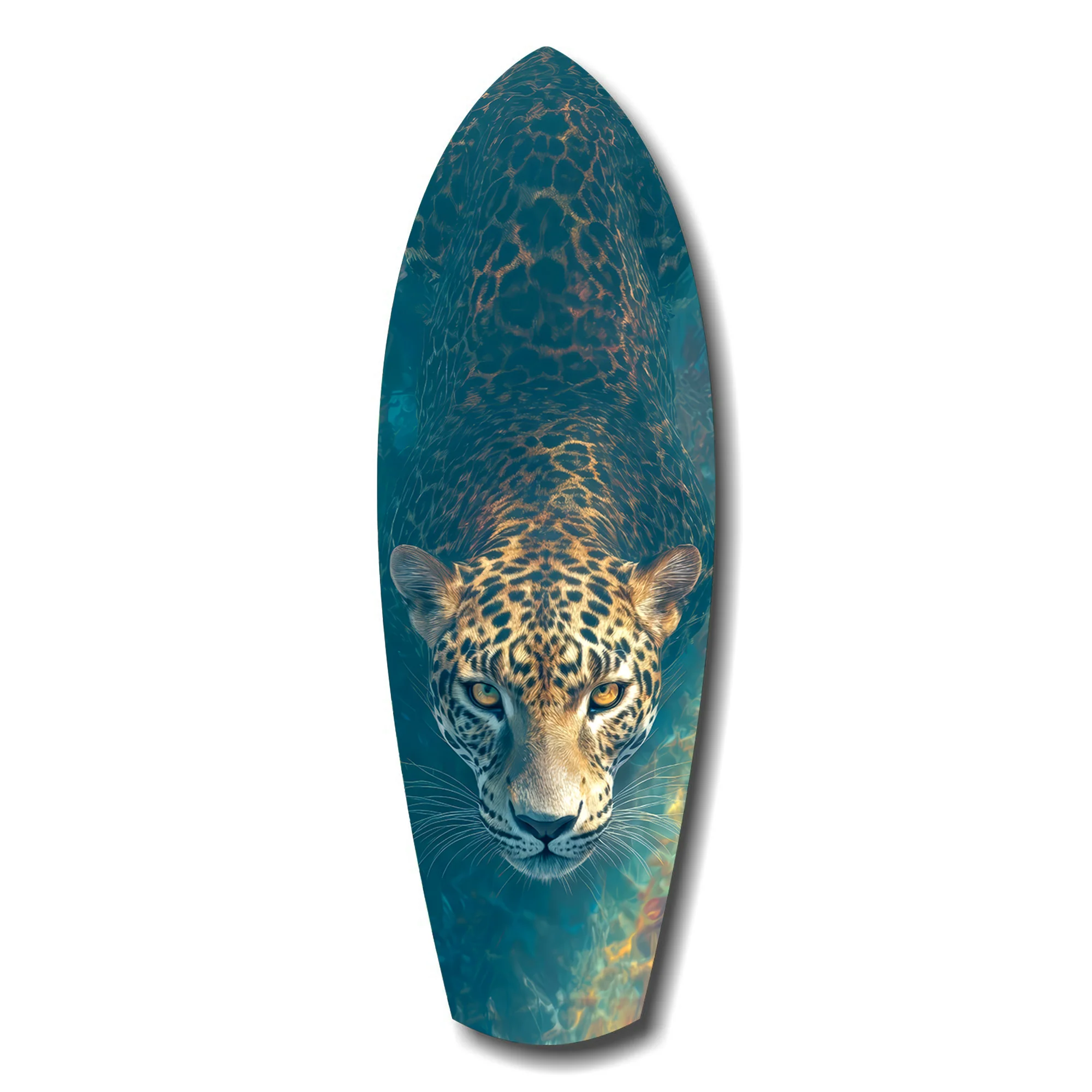 Leopard Stalking Turquoise Water Glass Wall Art - Image 7