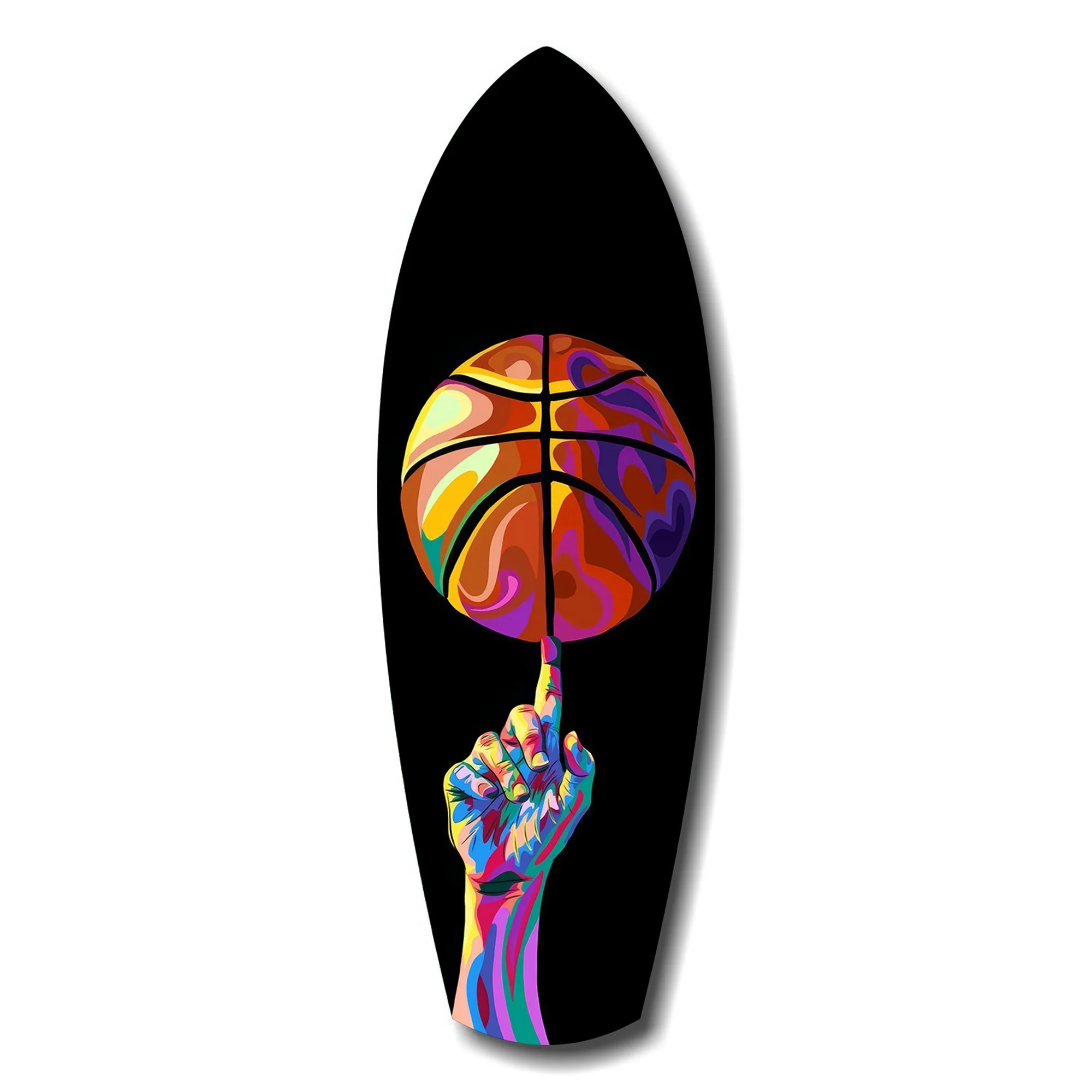 Pop Art Basketball Spin Colorful Glass Wall Art