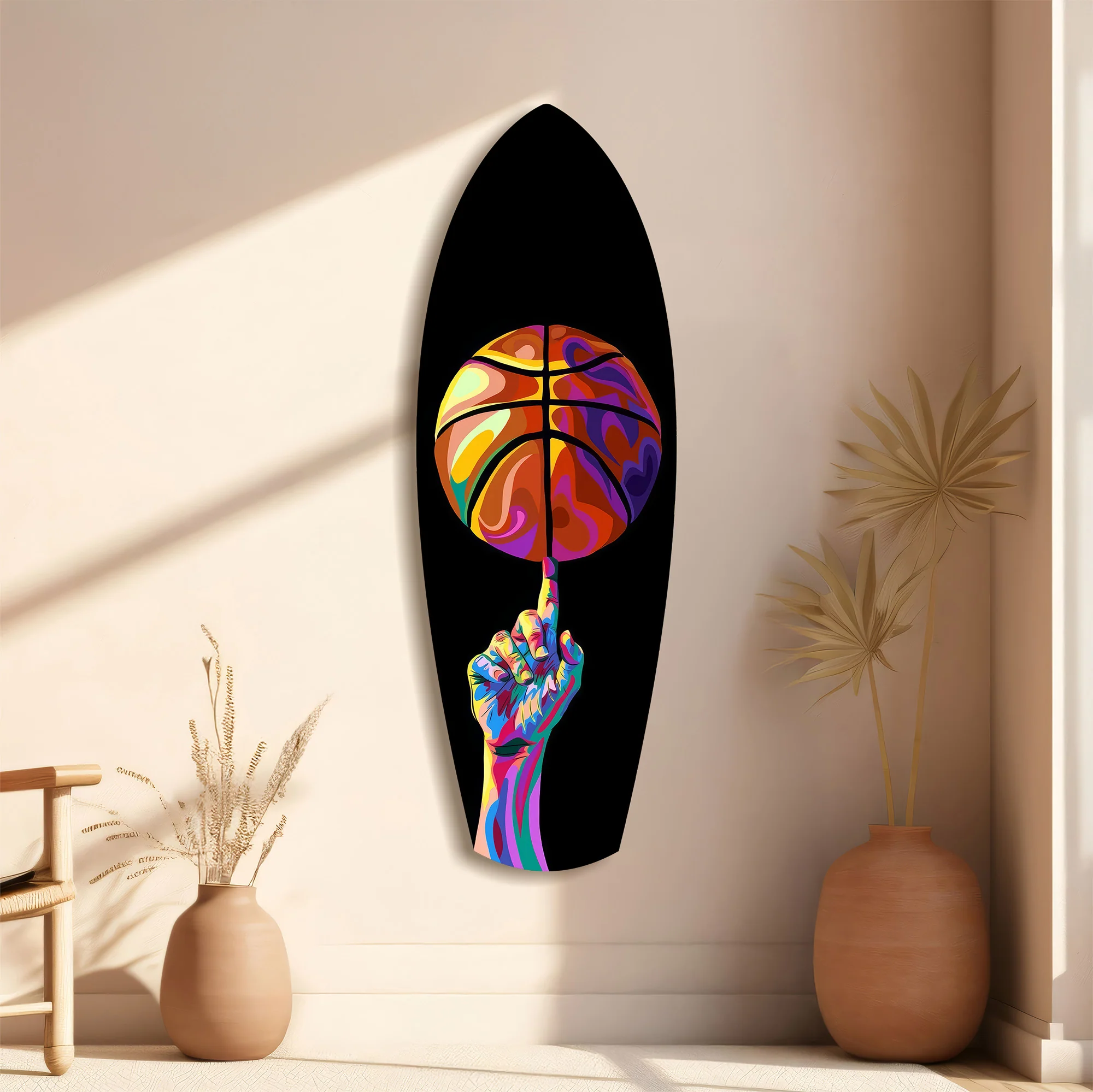 Pop Art Basketball Spin Colorful Glass Wall Art - Image 11