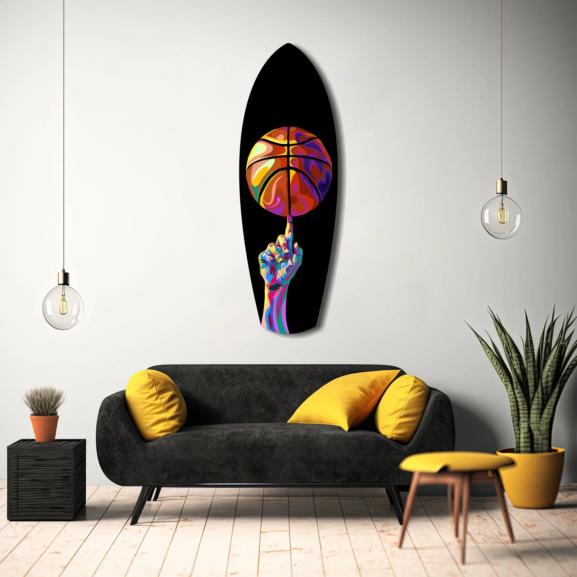 Pop Art Basketball Spin Colorful Glass Wall Art - Image 12