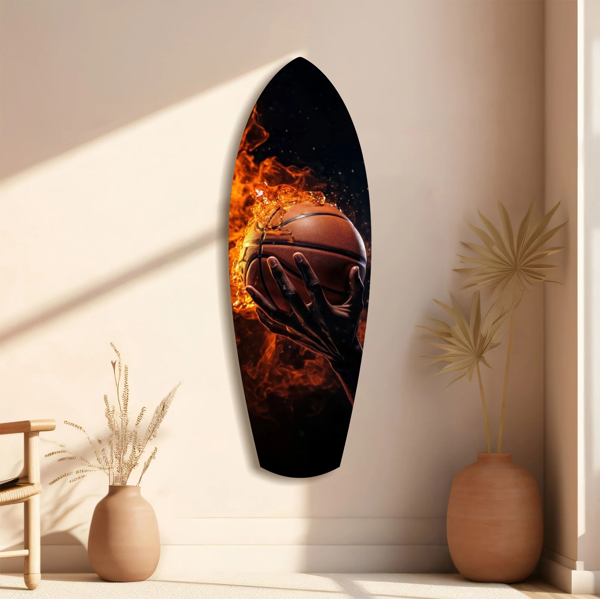 Flaming Basketball Hand Fire Glass Wall Art - Image 11
