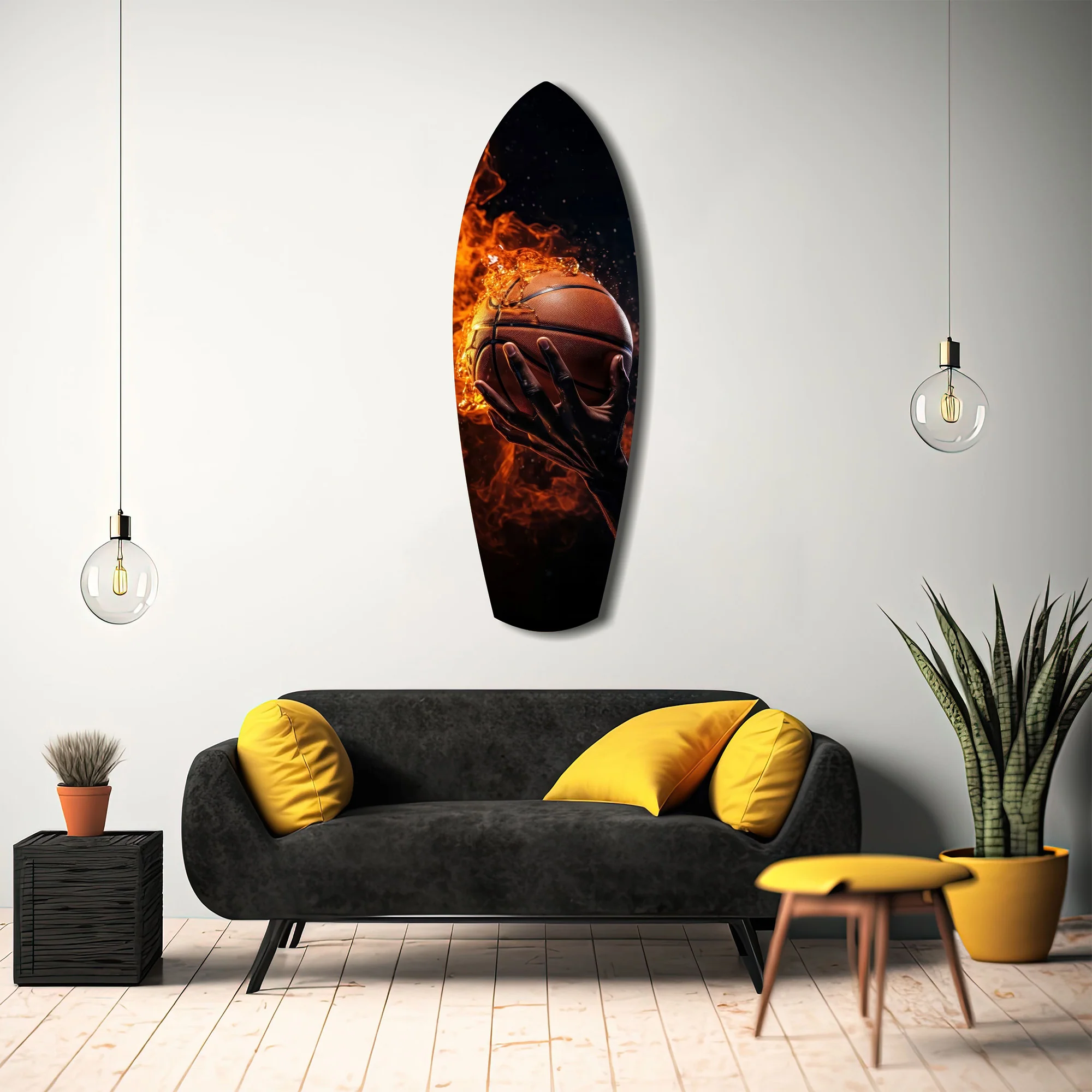 Flaming Basketball Hand Fire Glass Wall Art - Image 12