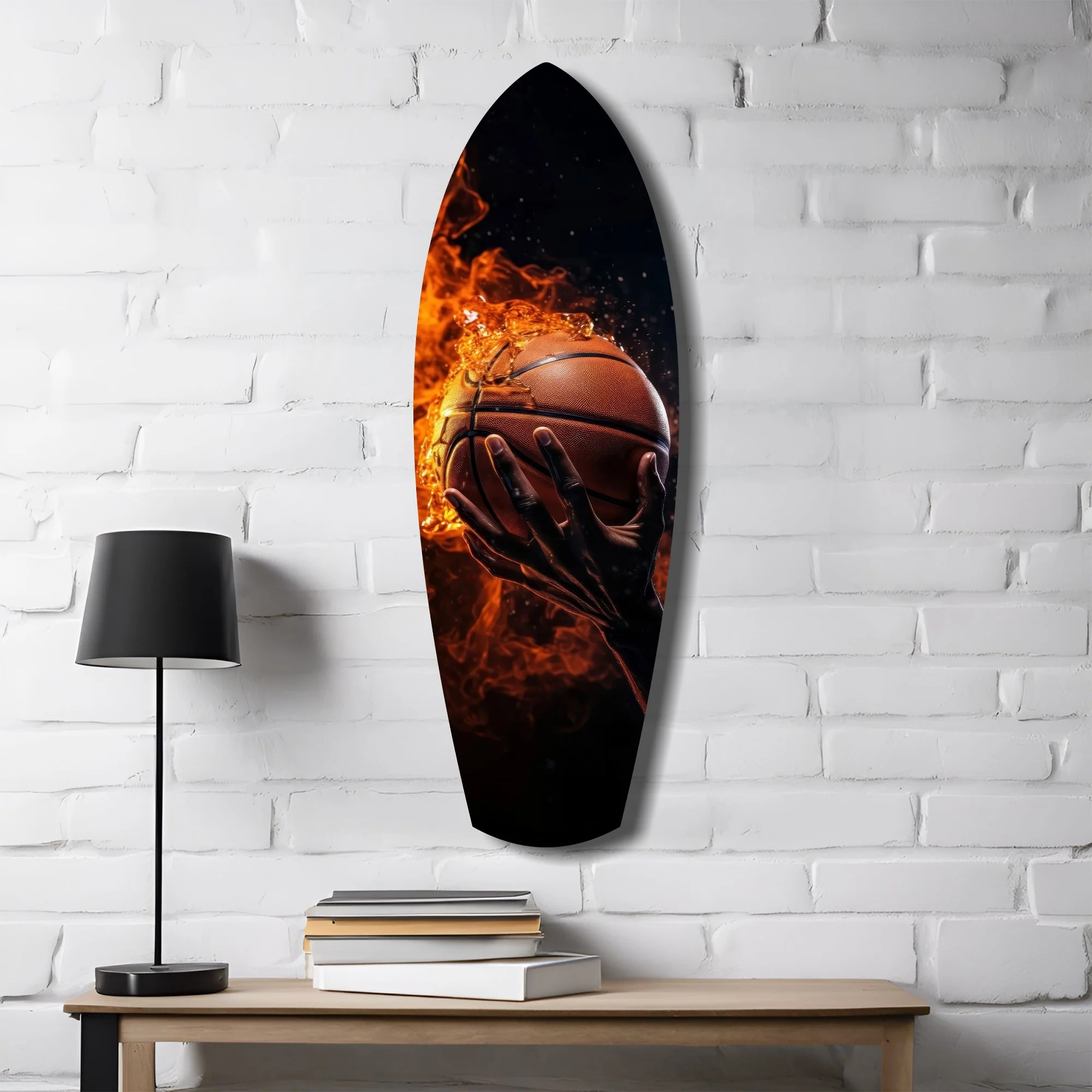 Flaming Basketball Hand Fire Glass Wall Art - Image 4
