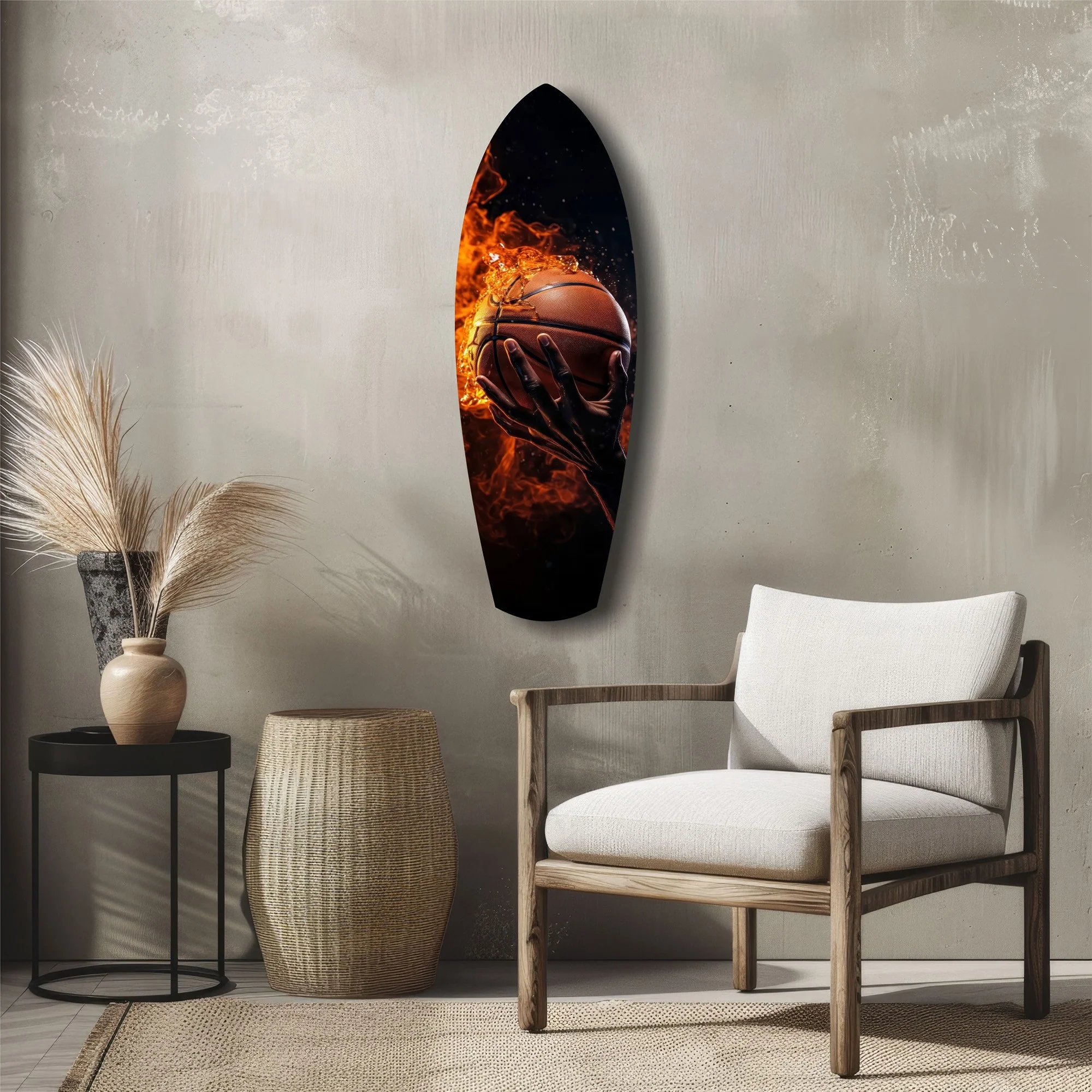 Flaming Basketball Hand Fire Glass Wall Art - Image 5