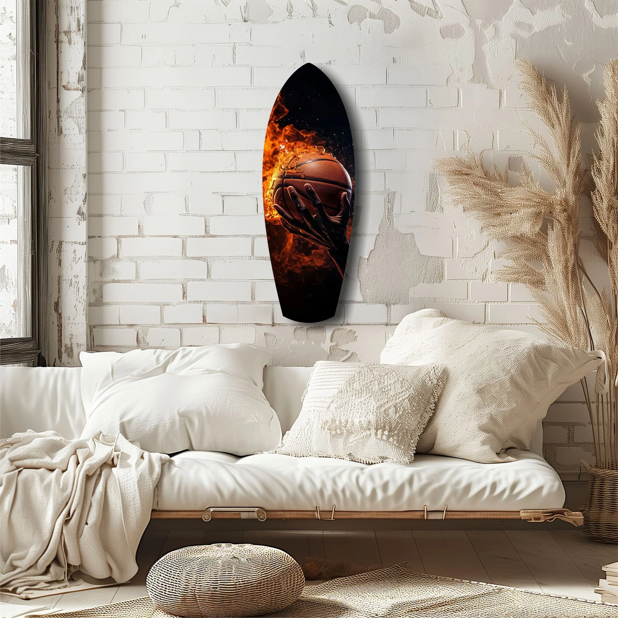 Flaming Basketball Hand Fire Glass Wall Art - Image 6