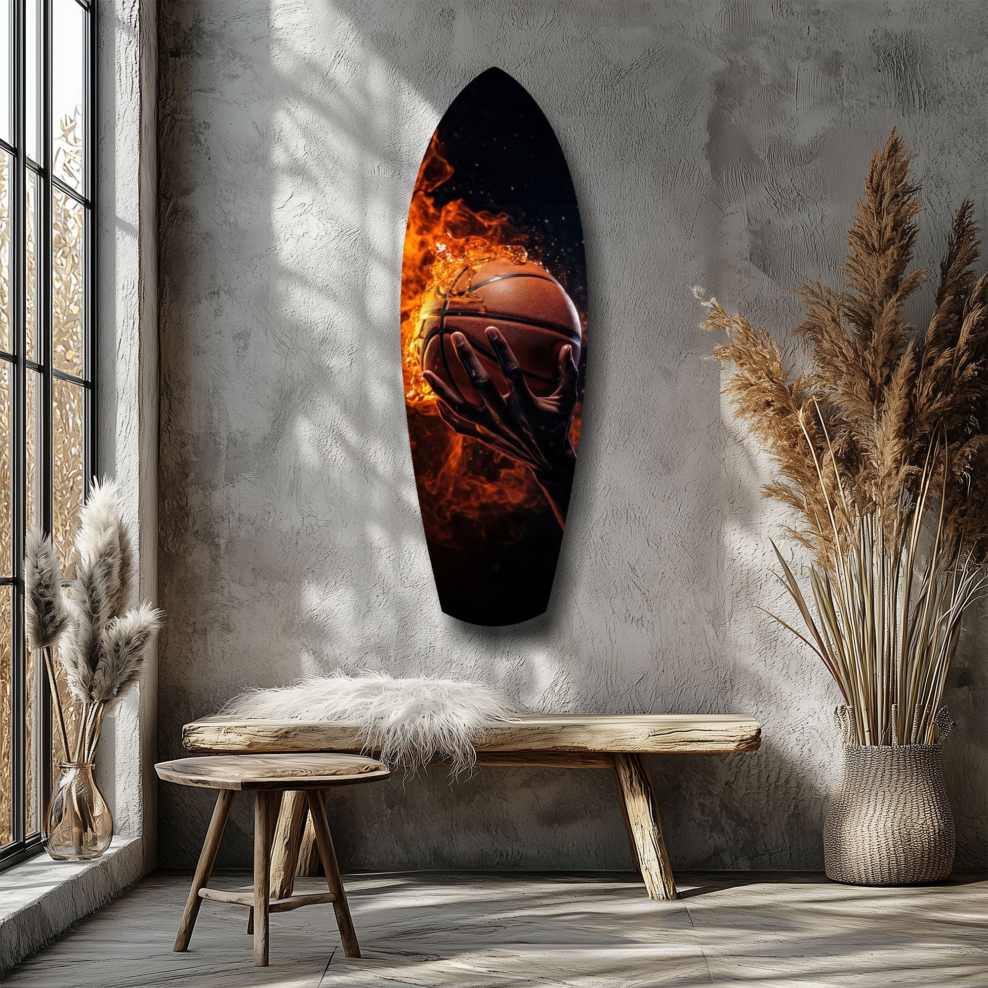 Flaming Basketball Hand Fire Glass Wall Art - Image 8