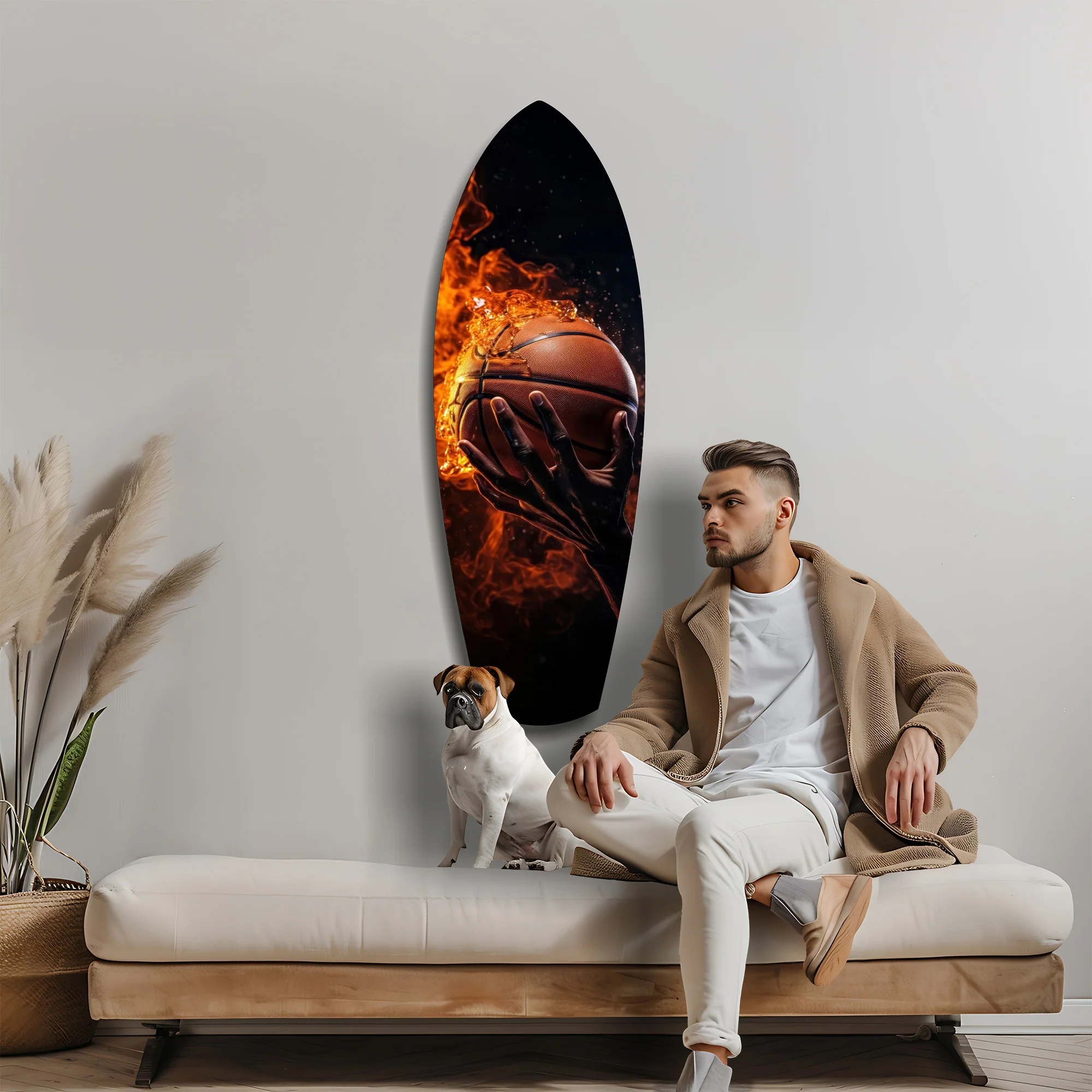 Flaming Basketball Hand Fire Glass Wall Art - Image 9