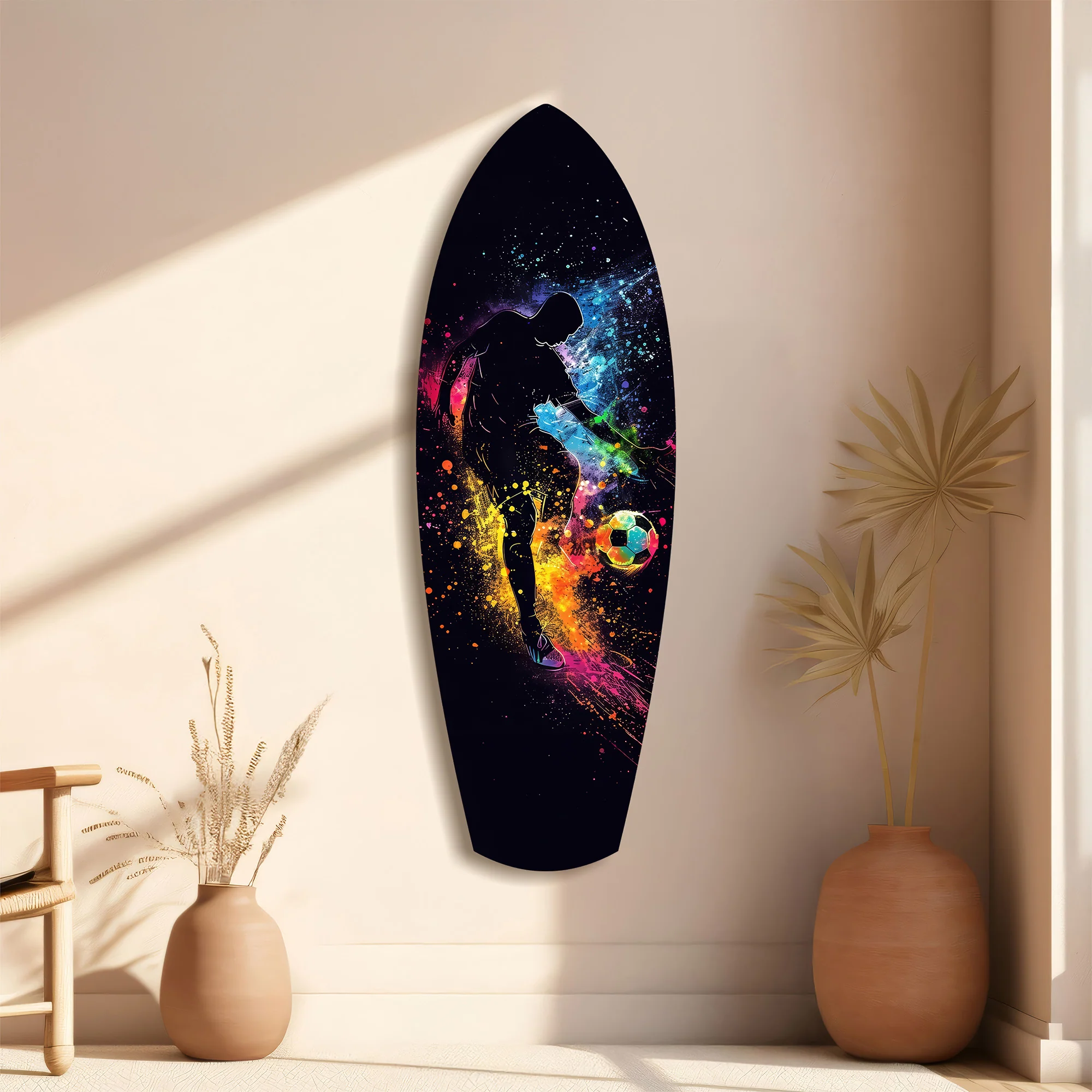 Soccer Player Kick Color Splash Glass Wall Art - Image 11