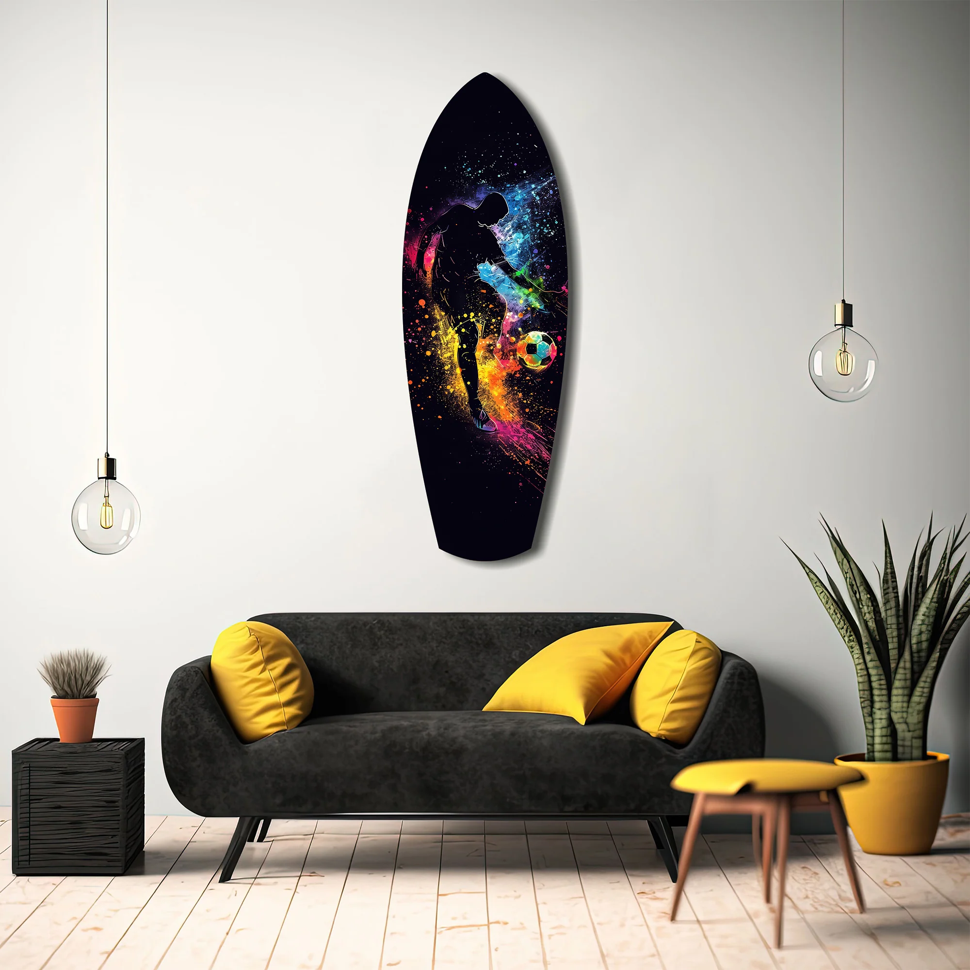 Soccer Player Kick Color Splash Glass Wall Art - Image 12