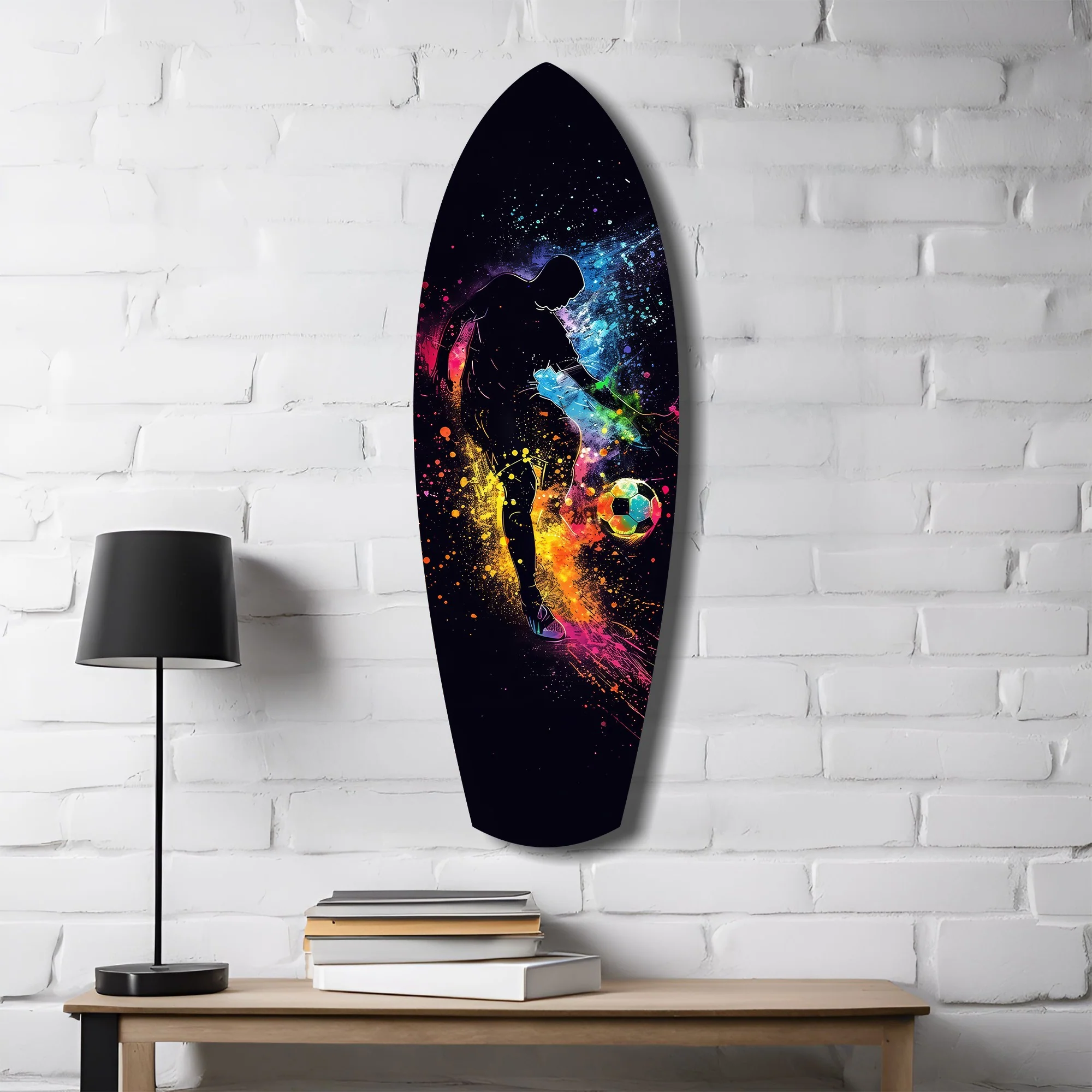 Soccer Player Kick Color Splash Glass Wall Art - Image 4