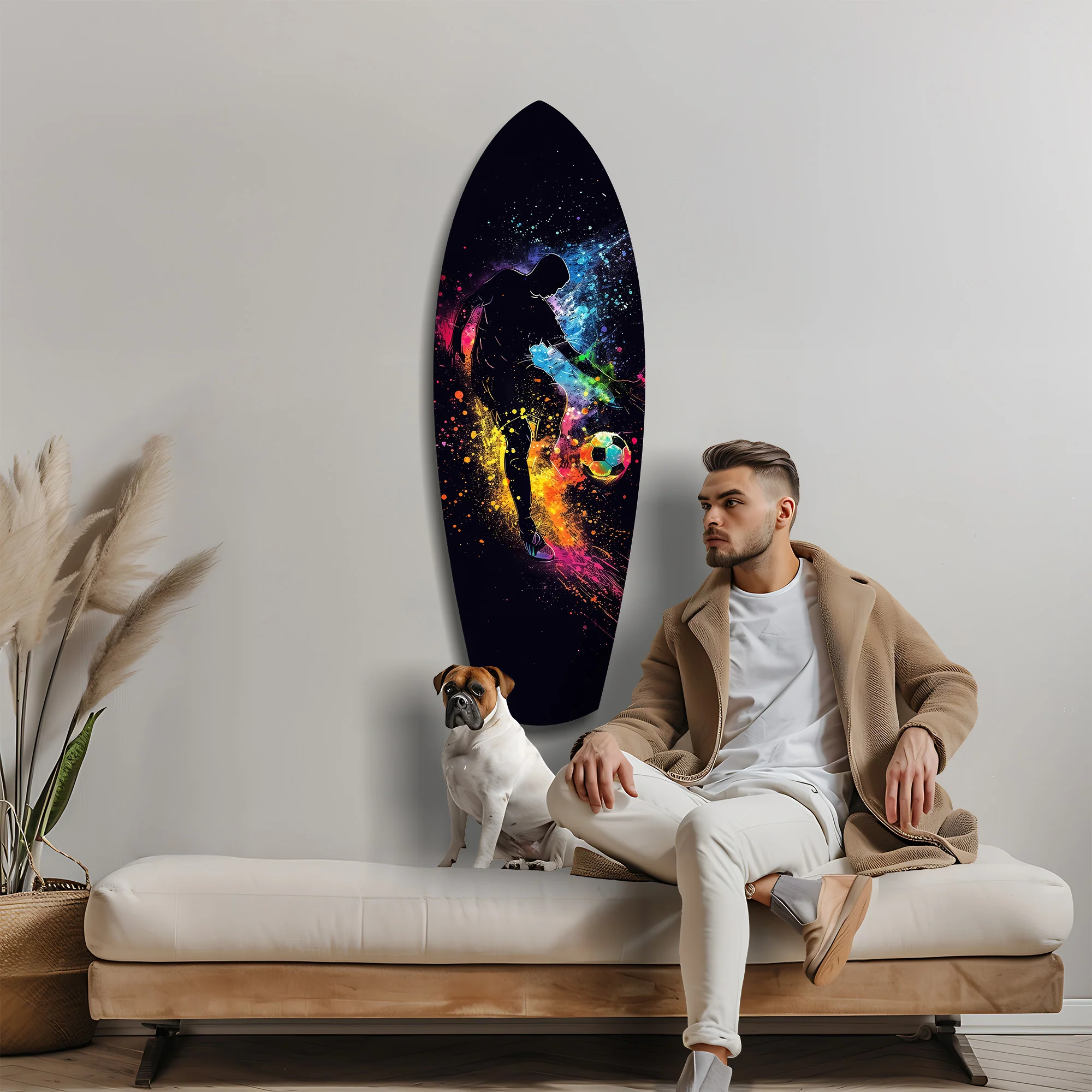 Soccer Player Kick Color Splash Glass Wall Art - Image 9