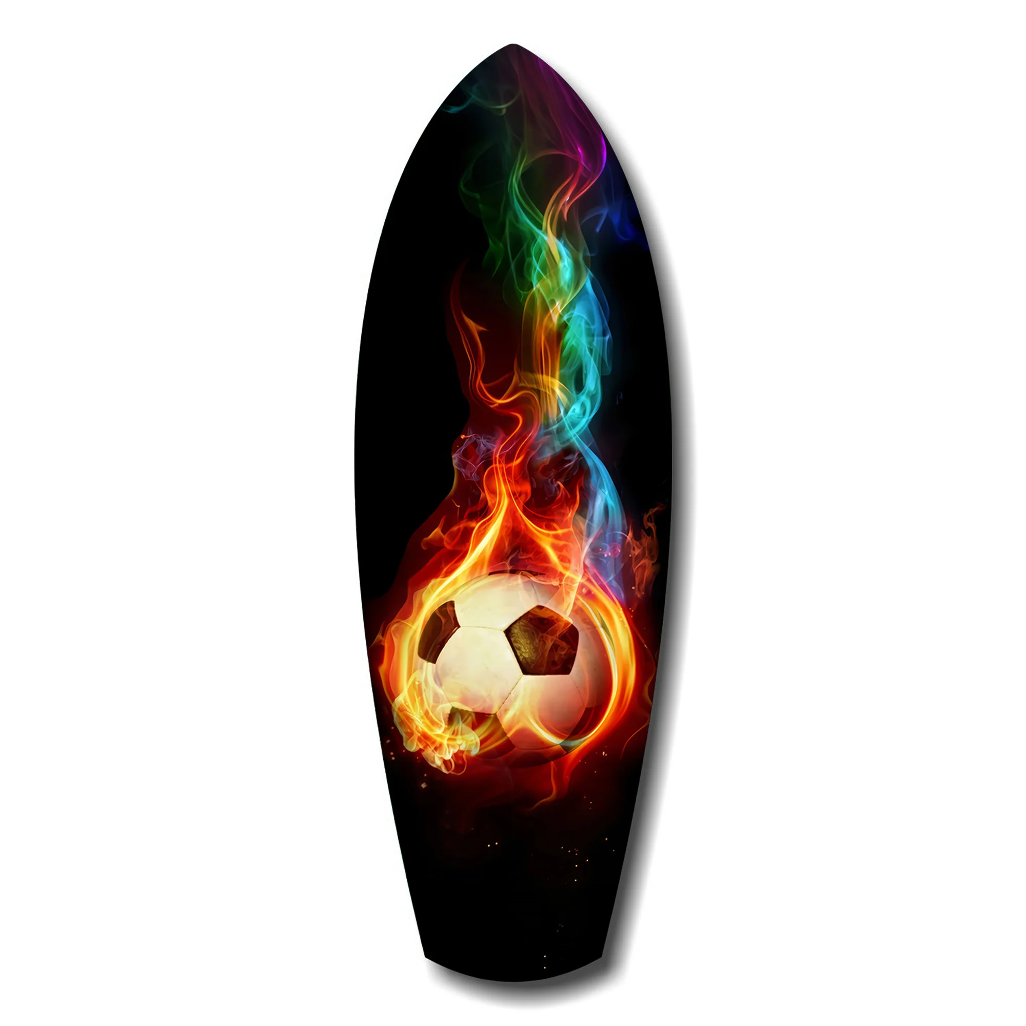 Flaming Soccer Ball Rainbow Smoke Glass Wall Art - Image 7