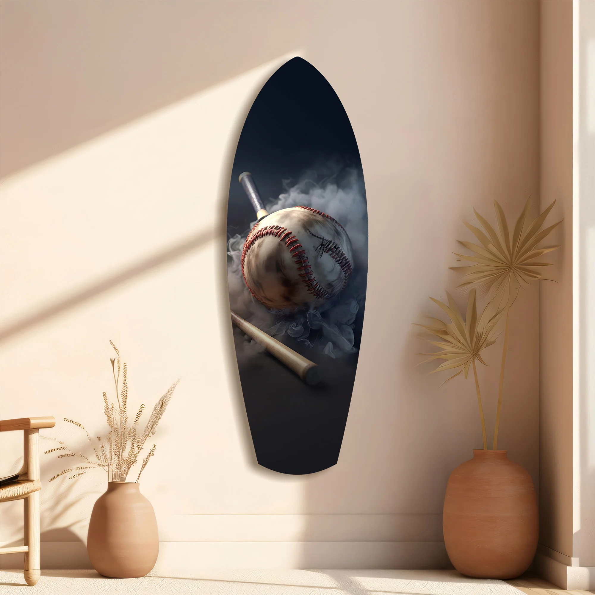 Vintage Baseball Bat Smoke Dramatic Glass Wall Art - Image 11
