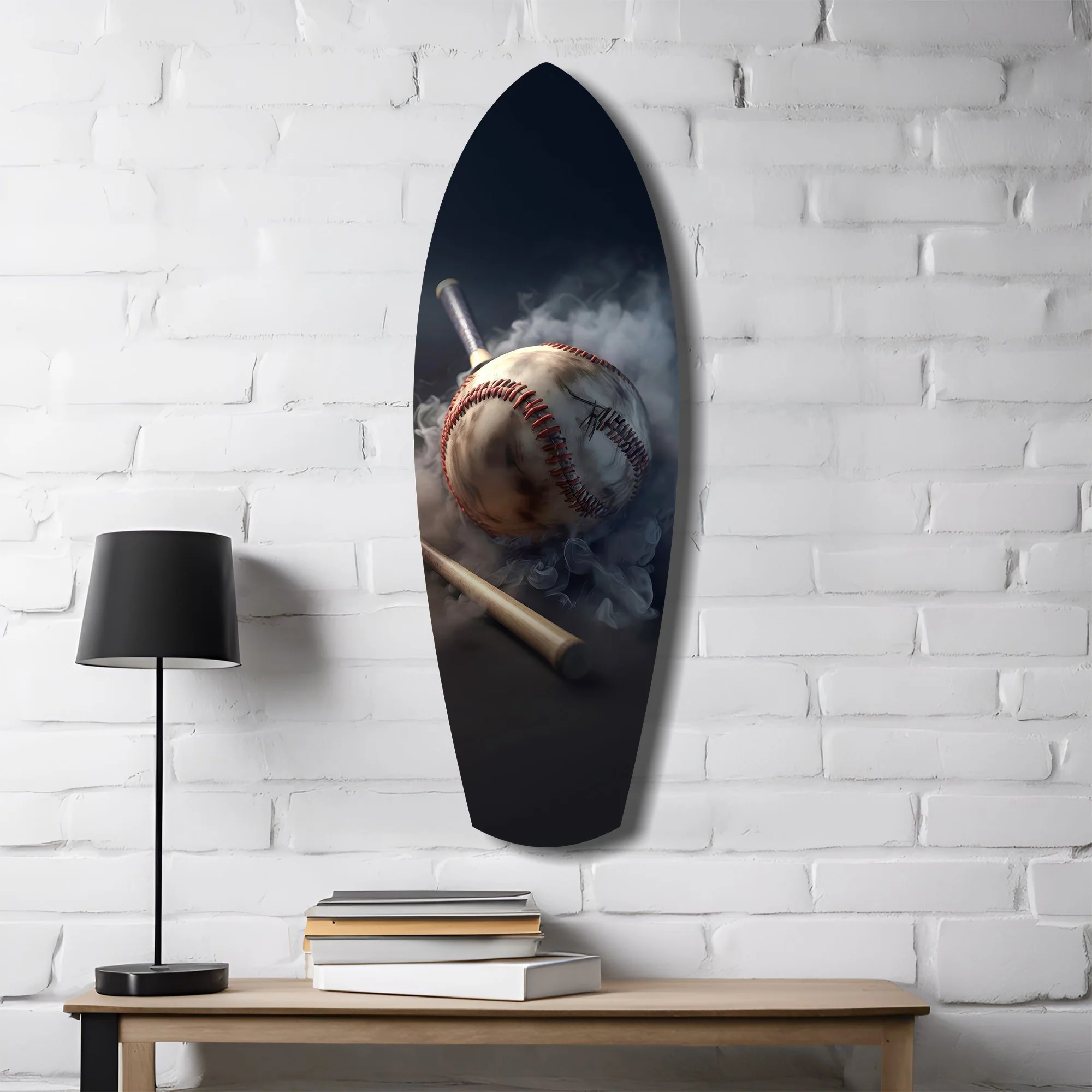 Vintage Baseball Bat Smoke Dramatic Glass Wall Art - Image 4