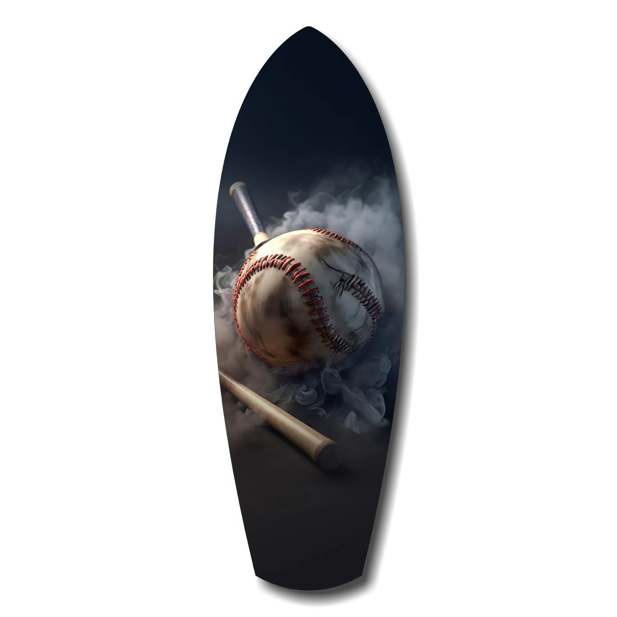 Vintage Baseball Bat Smoke Dramatic Glass Wall Art - Image 7