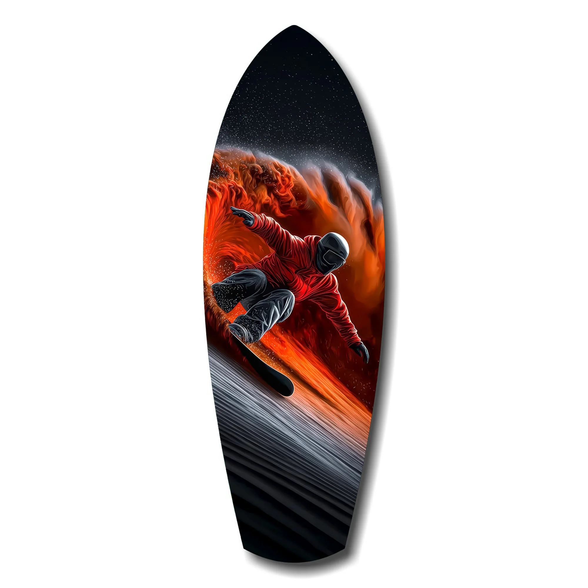 Snowboarder Fire Trail Adrenaline Glass Wall Art - Image 7