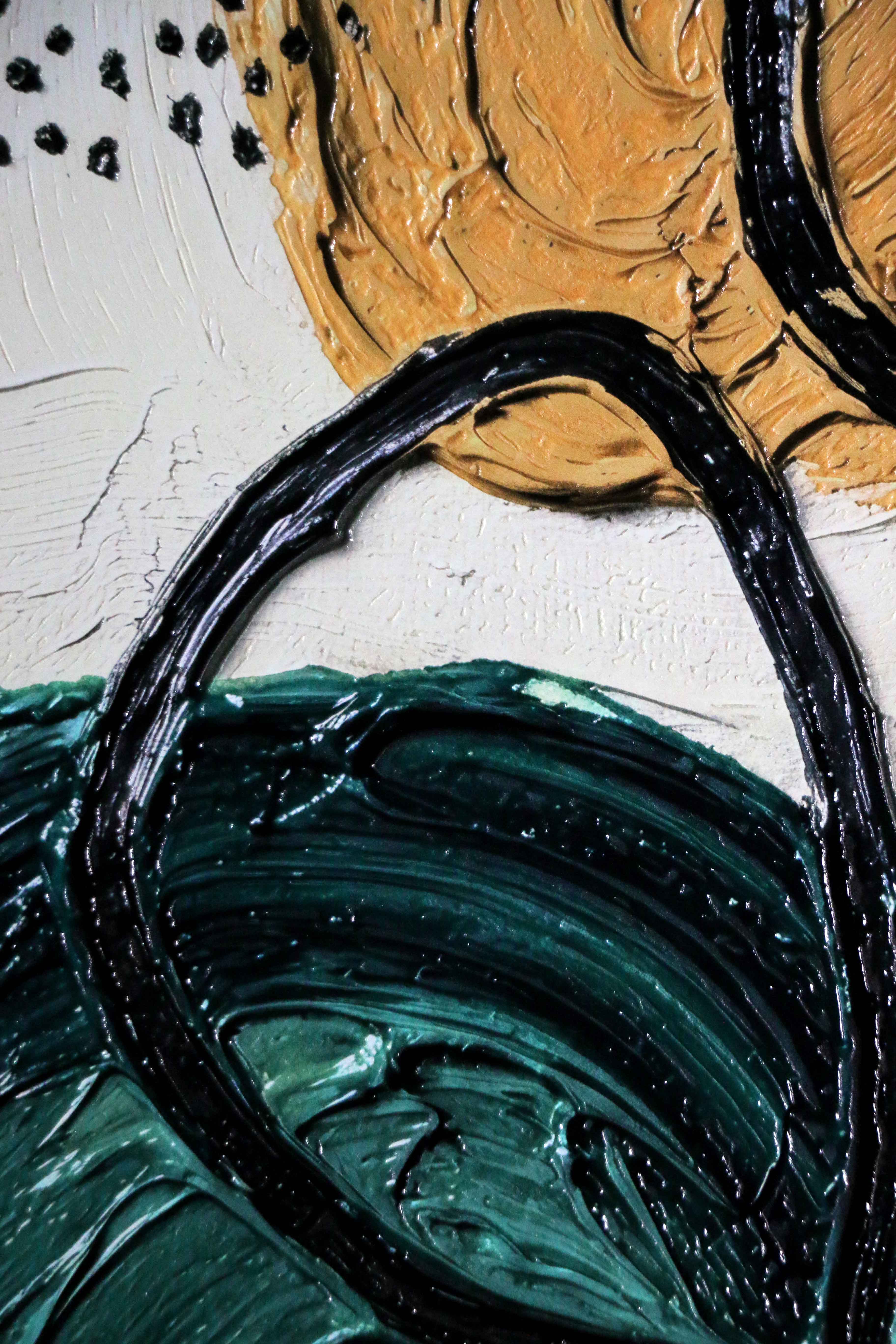 Teal & Ochre Abstract Loop — 3D Haptic Embossed High-Gloss Luxury Wall Art - Image 10
