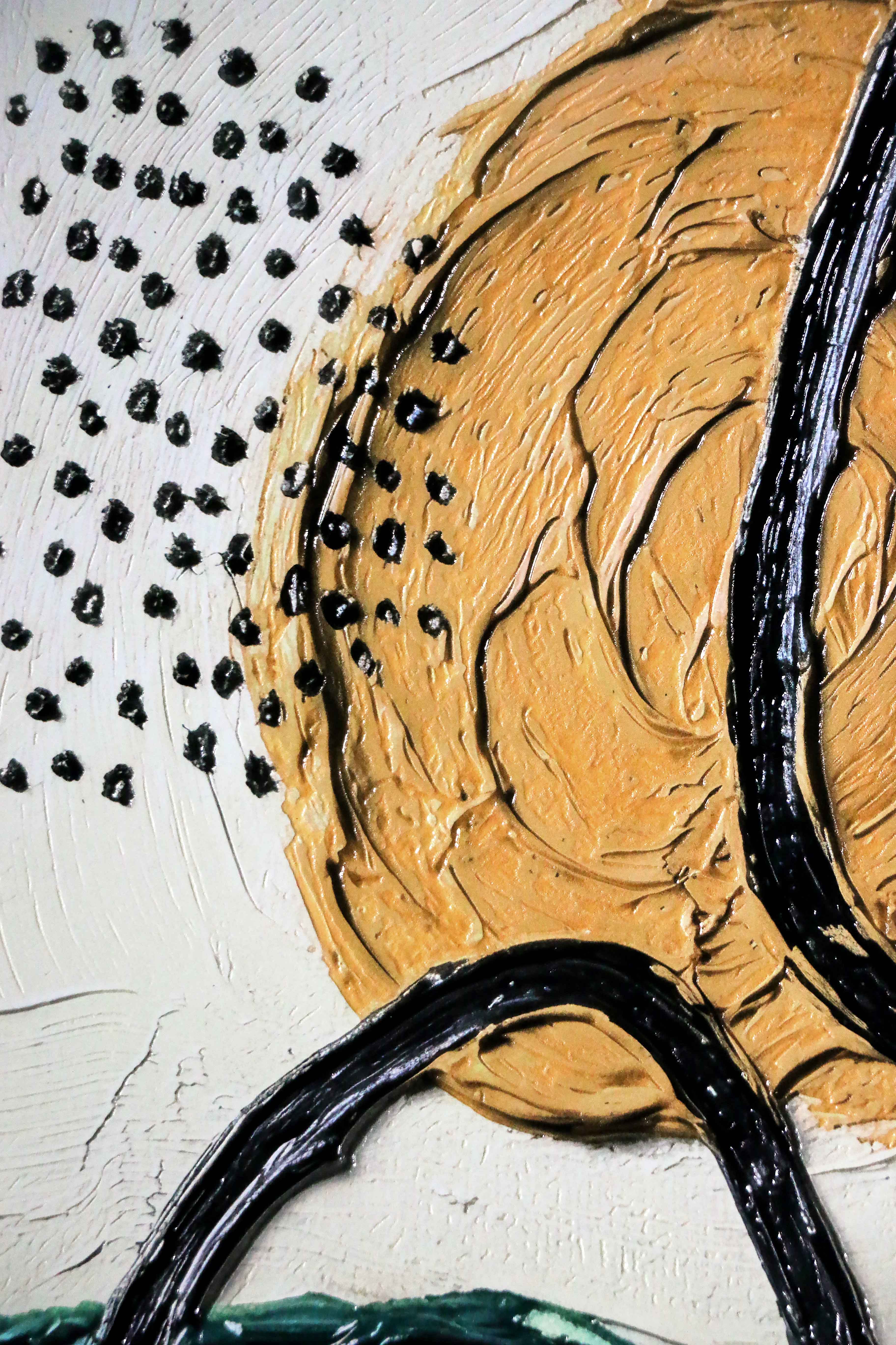 Teal & Ochre Abstract Loop — 3D Haptic Embossed High-Gloss Luxury Wall Art - Image 4