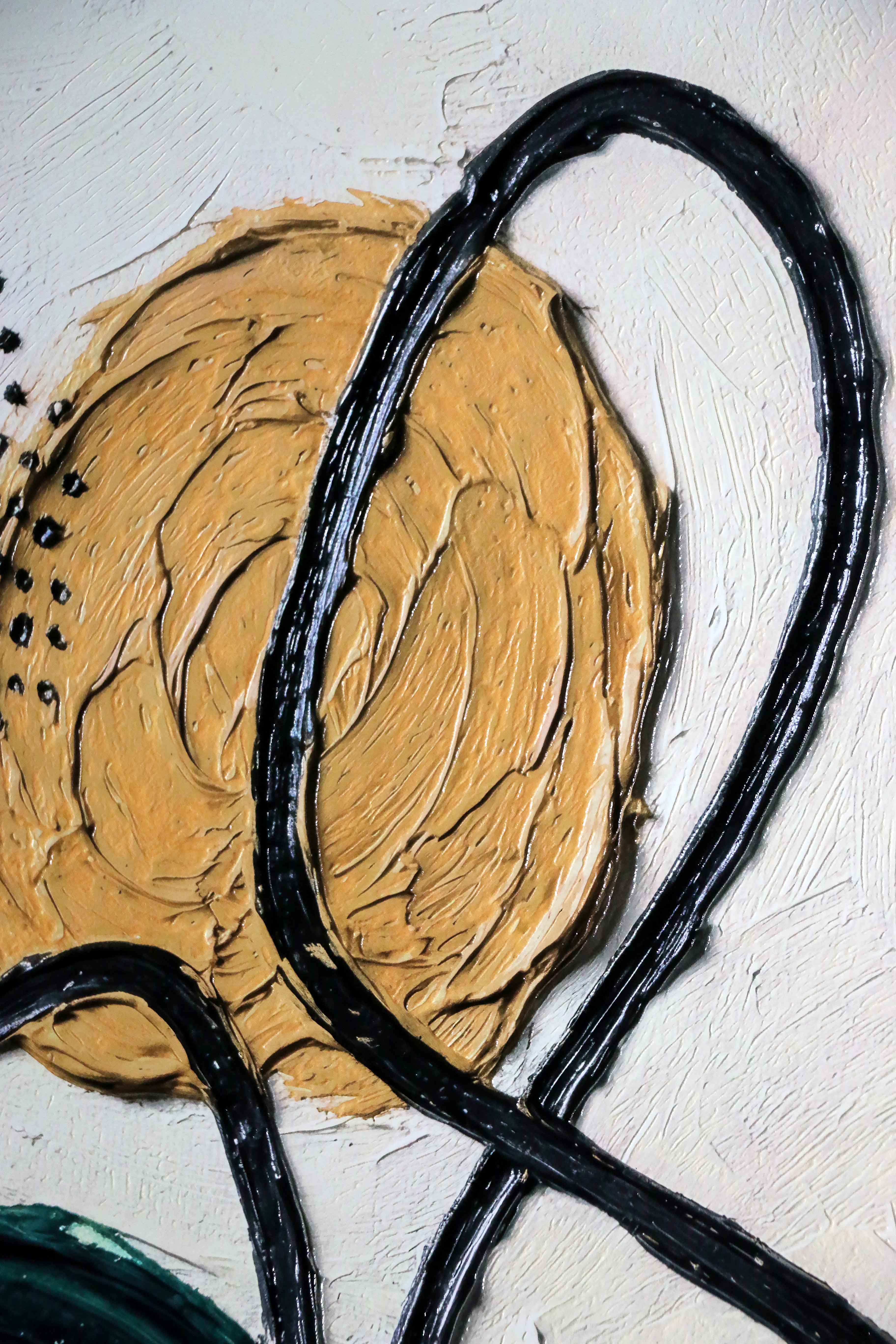 Teal & Ochre Abstract Loop — 3D Haptic Embossed High-Gloss Luxury Wall Art - Image 5