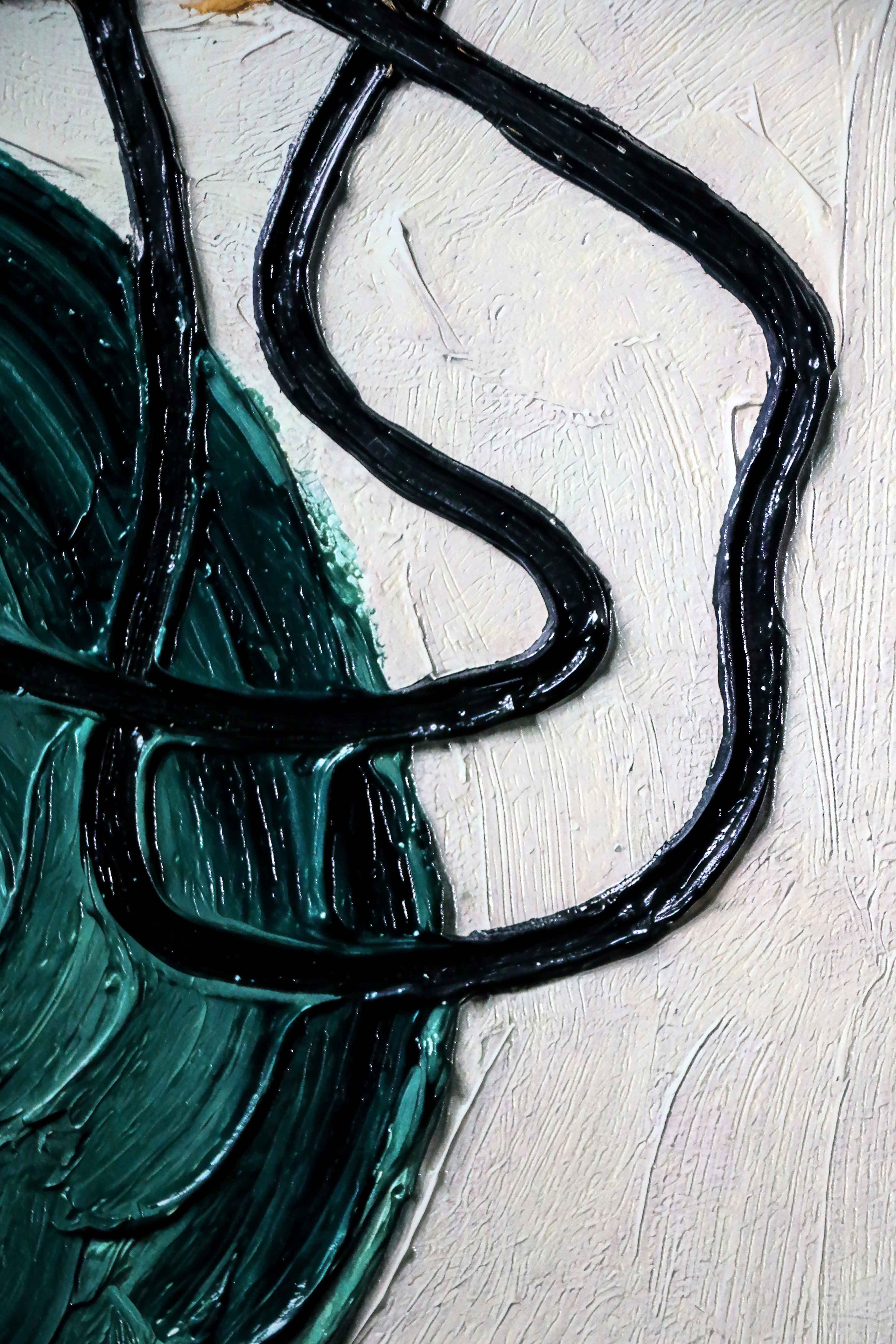 Teal & Ochre Abstract Loop — 3D Haptic Embossed High-Gloss Luxury Wall Art - Image 9