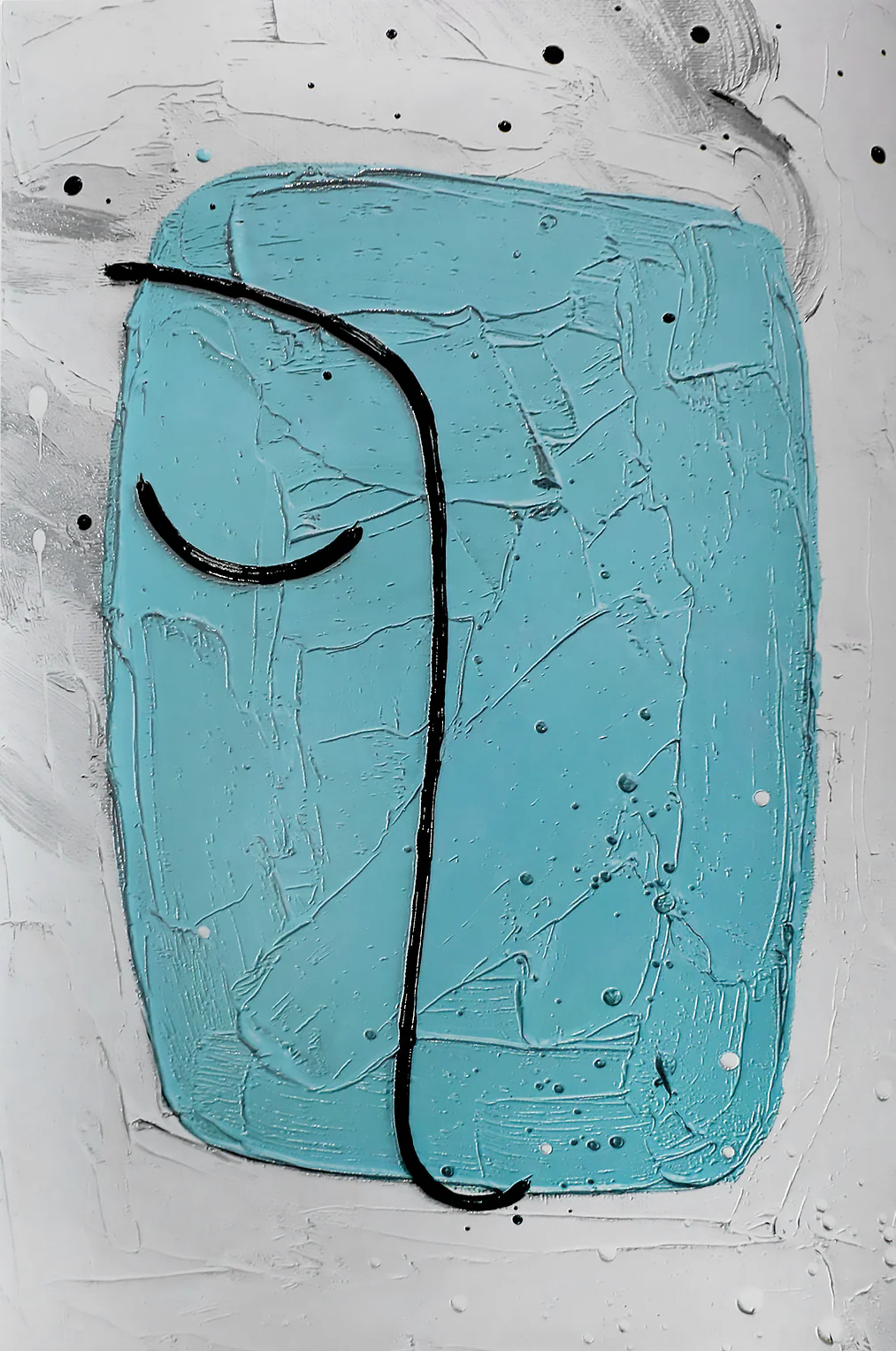Tranquil Blue Visage — 3D Haptic Embossed High-Gloss Luxury Wall Art