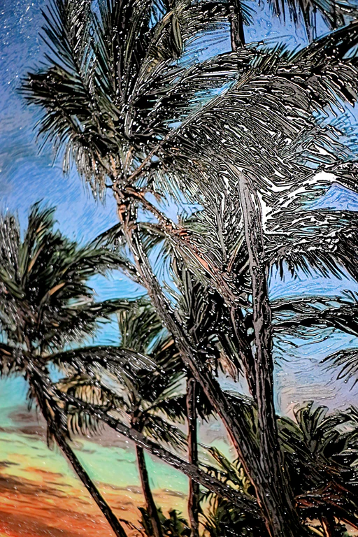 Tropic Dusk Symphony - Haptic 3D Embossed + High-Gloss Lacquer Print - Image 5
