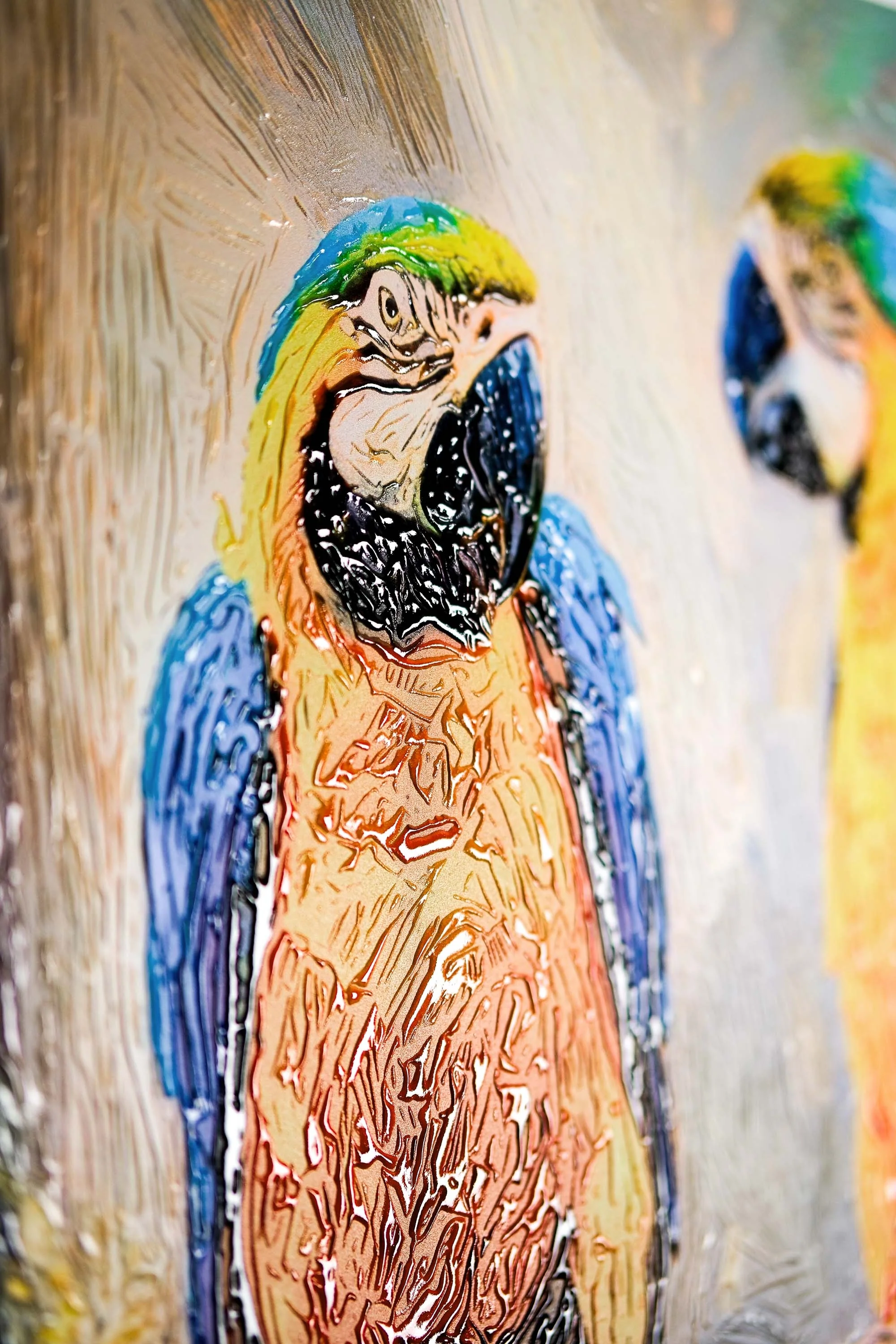 Tropical Trio Haven — 3D Haptic Embossed High-Gloss Luxury Wall Art - Image 3