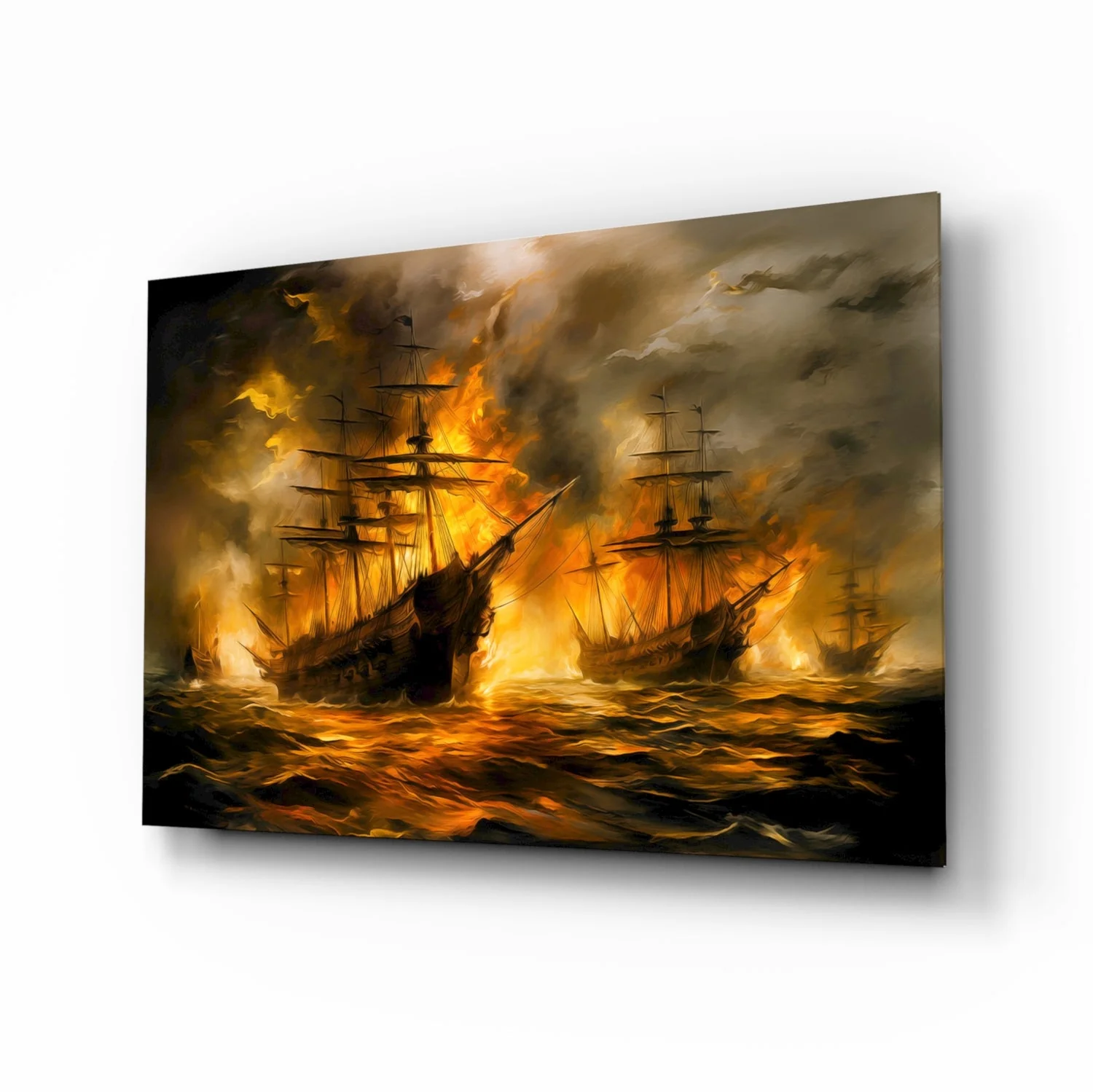 Navy in Flames Glass Wall Art || Designer Collection - Image 2