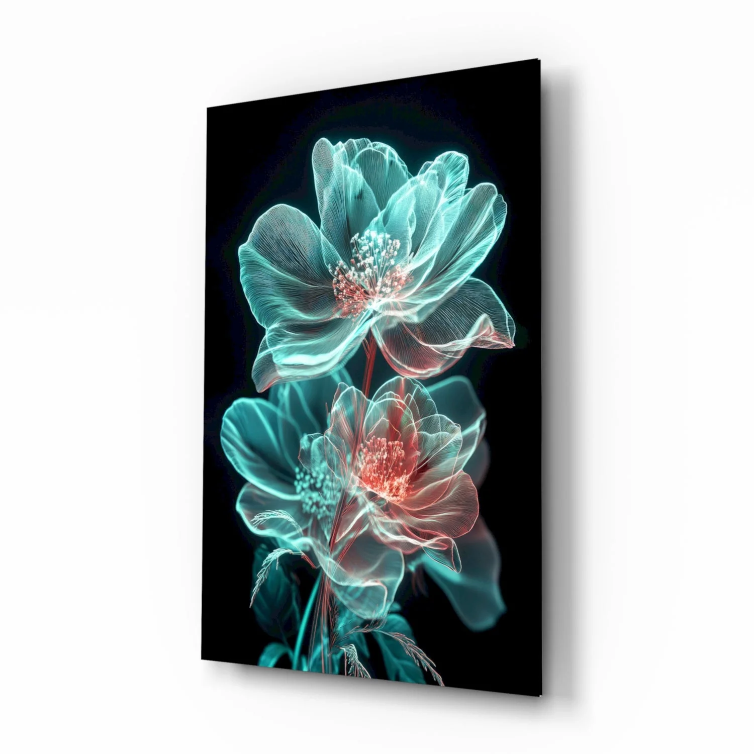 Flowers Blooming in the Light Glass Wall Art || Designer Collection - Image 2