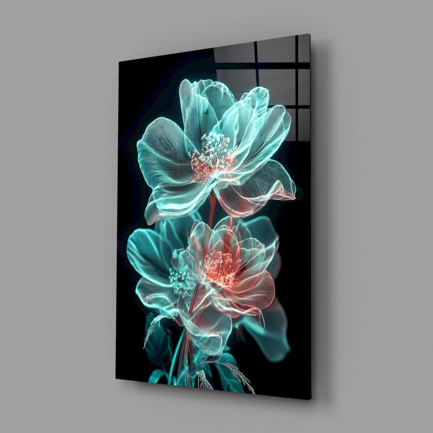 Flowers Blooming in the Light Glass Wall Art || Designer Collection - Image 3