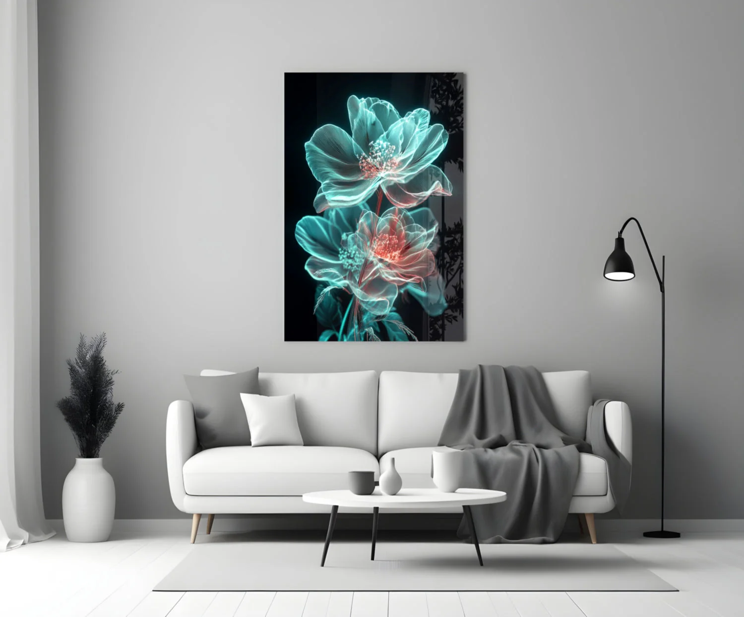 Flowers Blooming in the Light Glass Wall Art || Designer Collection - Image 4