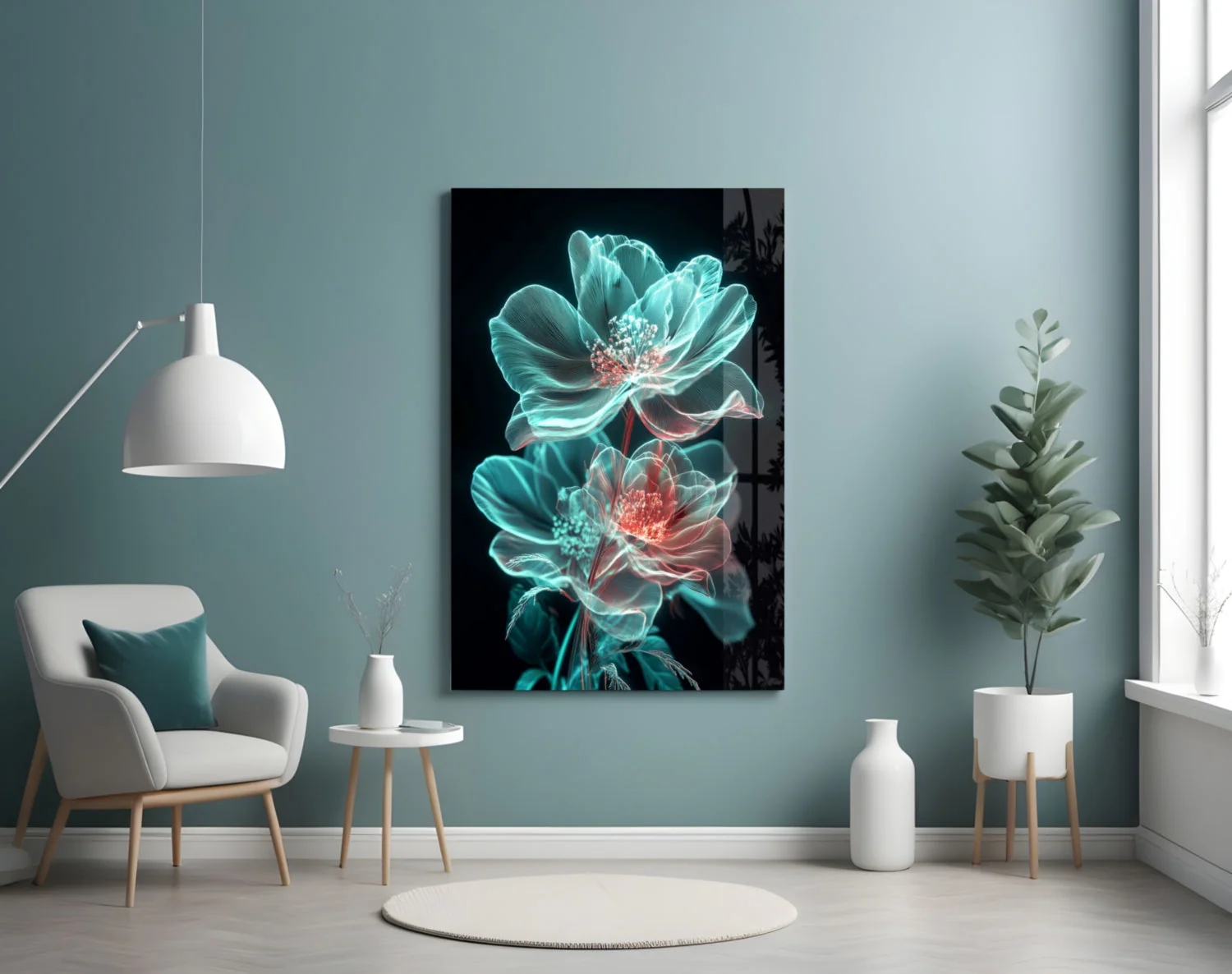 Flowers Blooming in the Light Glass Wall Art || Designer Collection - Image 5