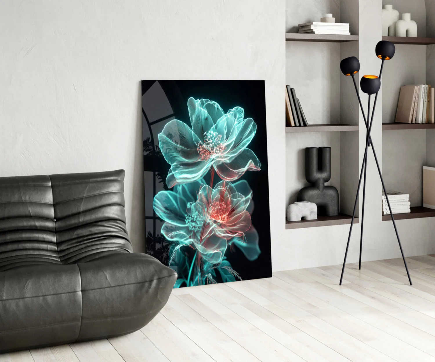 Flowers Blooming in the Light Glass Wall Art || Designer Collection - Image 6