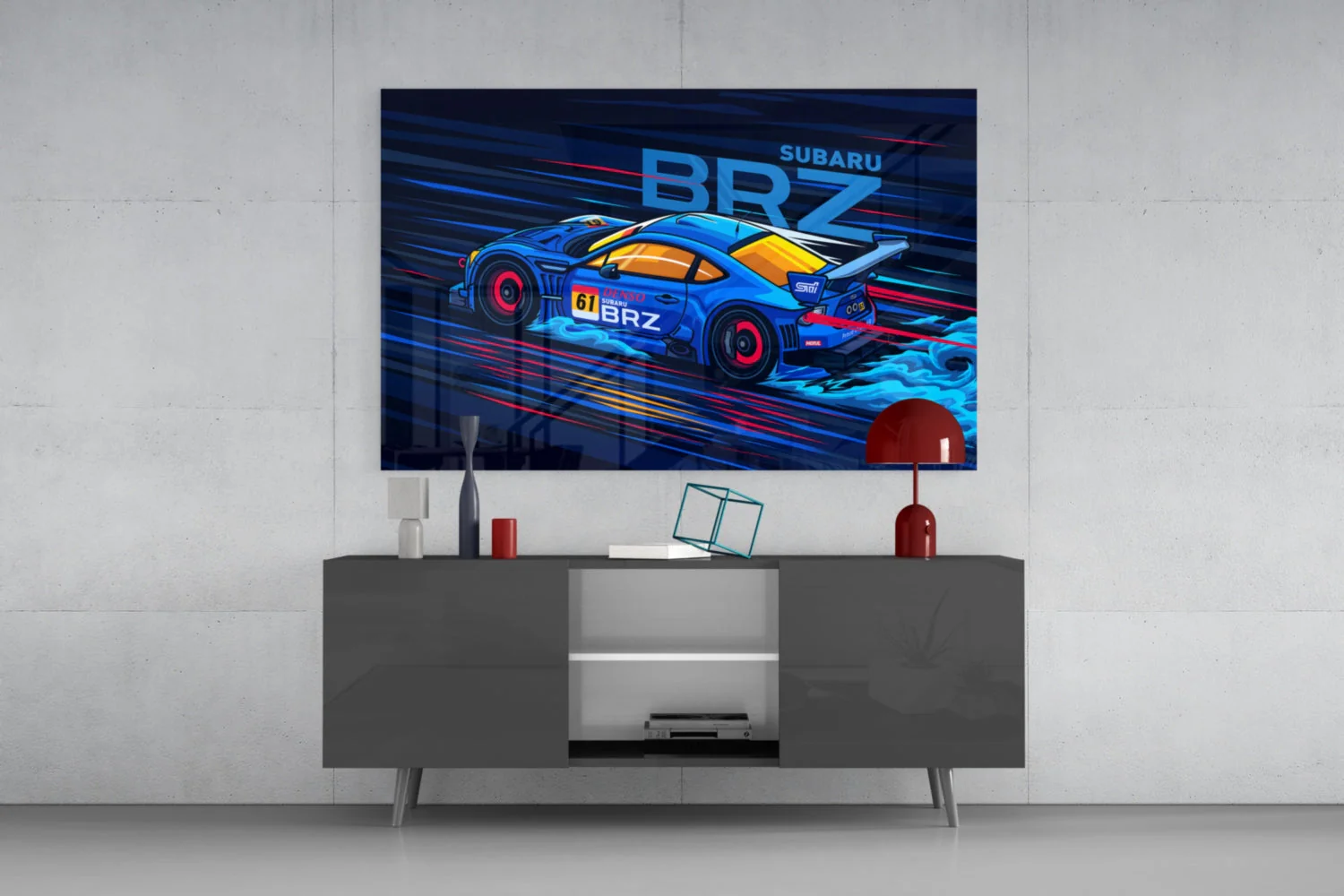 Subaru BRZ Blue Speed Glass Wall Art || Designer Collection - Image 9