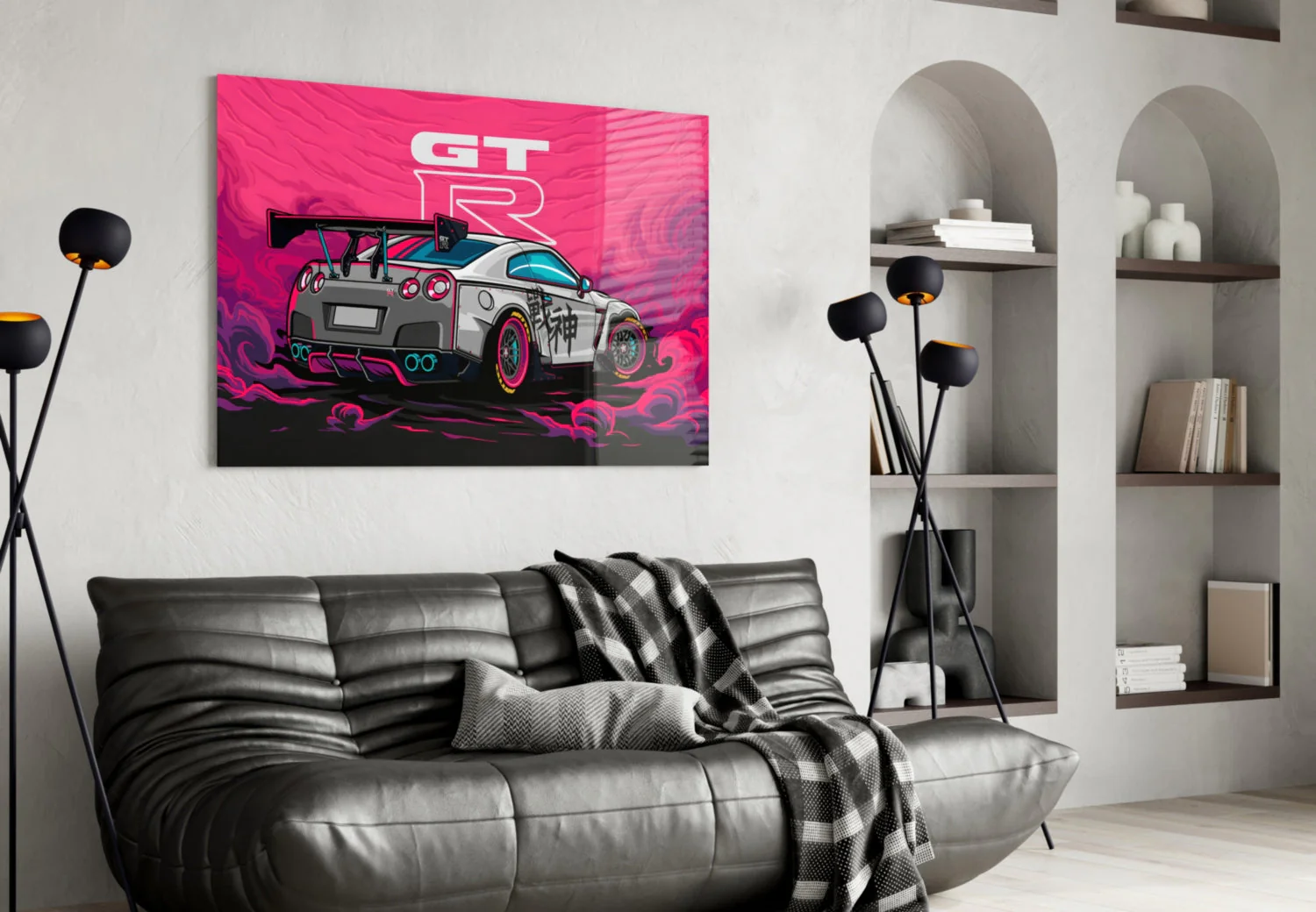 GT-R Pink Storm Glass Wall Art || Designer Collection - Image 5