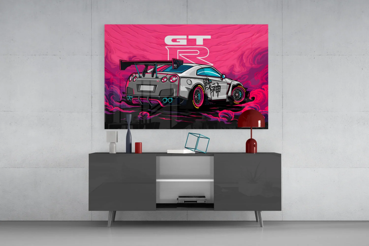GT-R Pink Storm Glass Wall Art || Designer Collection - Image 9