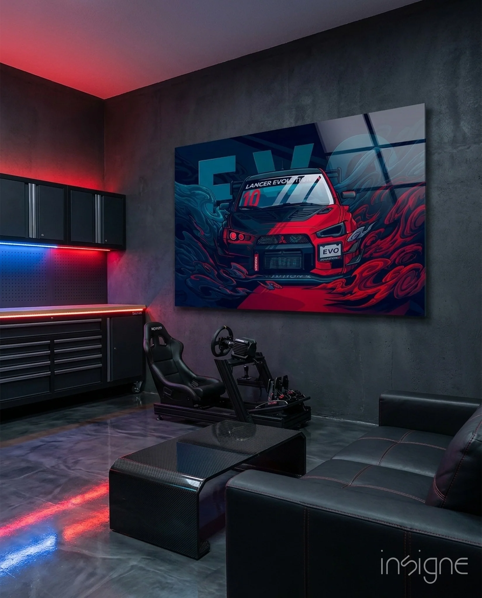 EVO X Red Storm Glass Wall Art || Designer Collection