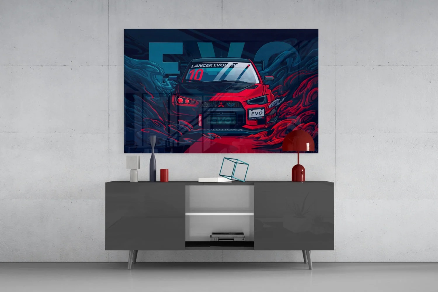 EVO X Red Storm Glass Wall Art || Designer Collection - Image 9