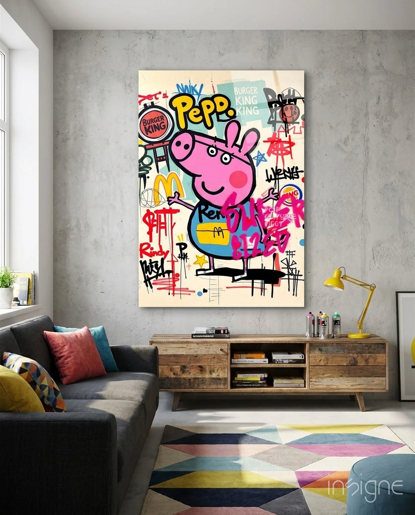 Urban Peppa Glass Wall Art || Designer Collection