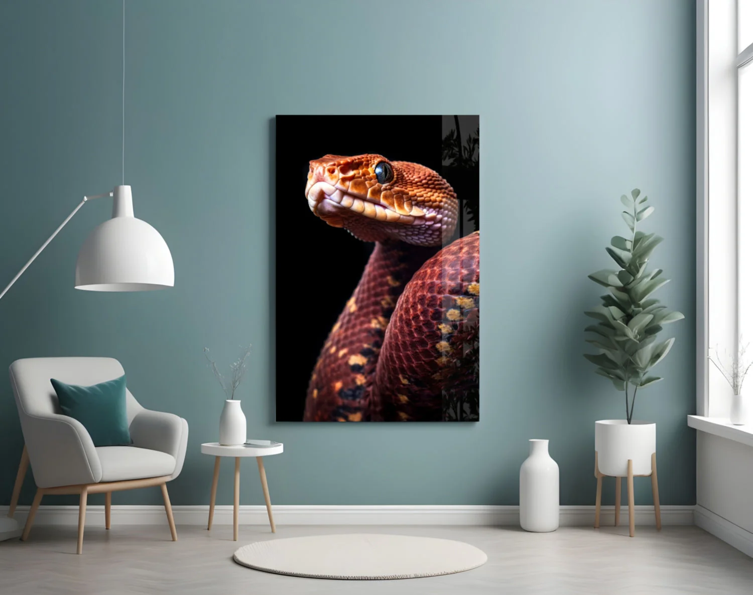 Red Stare Viper Glass Wall Art || Designer Collection - Image 5