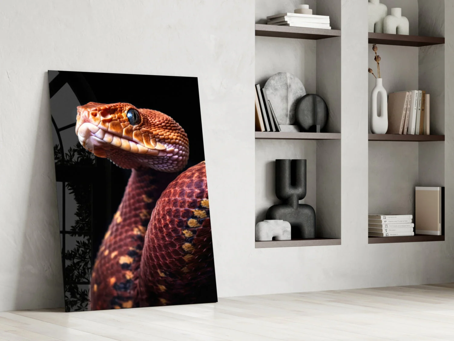 Red Stare Viper Glass Wall Art || Designer Collection - Image 7