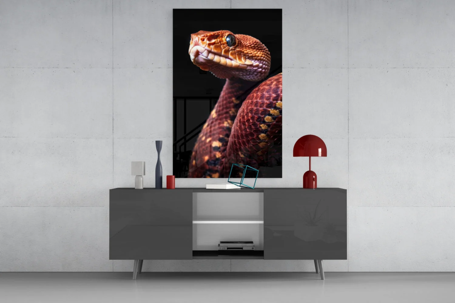 Red Stare Viper Glass Wall Art || Designer Collection - Image 9