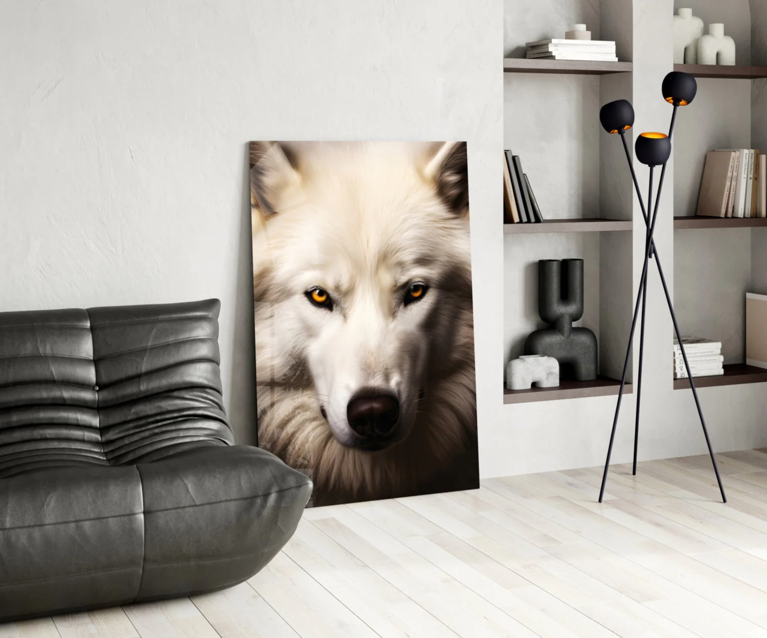 The White Wolf's Gaze Glass Wall Art || Designer Collection - Image 6