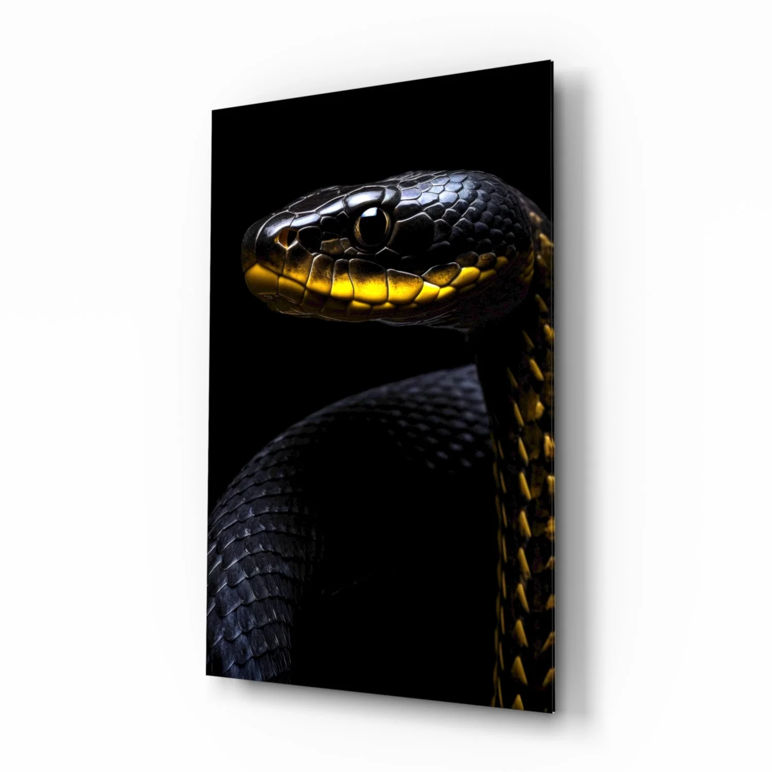 Black and Yellow Viper Glass Wall Art || Designer Collection - Image 2