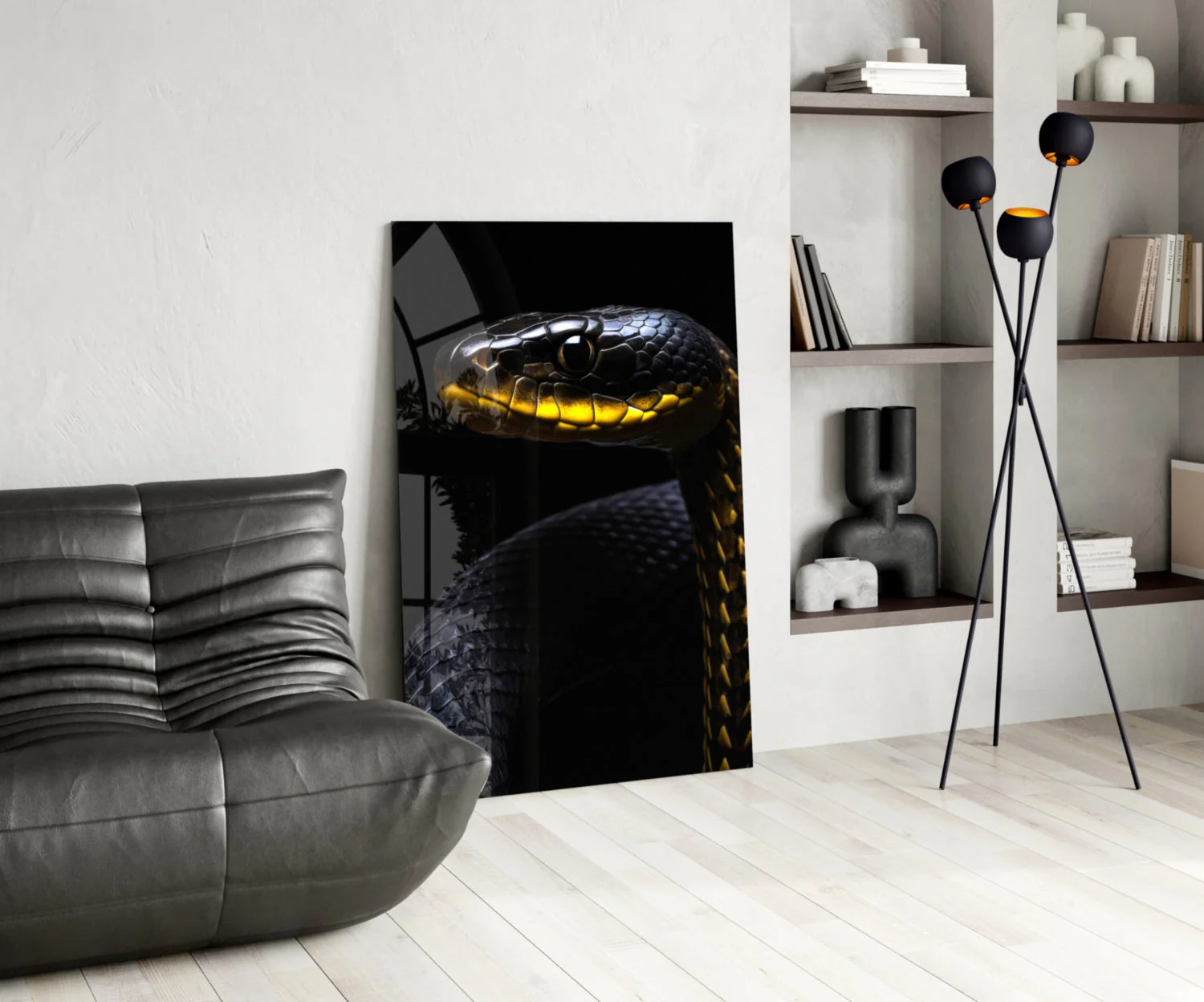 Black and Yellow Viper Glass Wall Art || Designer Collection - Image 6