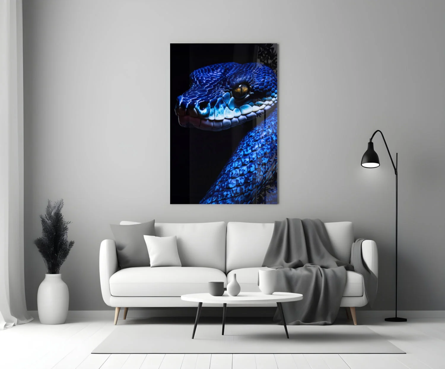 Eyes of the Blue Viper Glass Wall Art || Designer Collection - Image 4