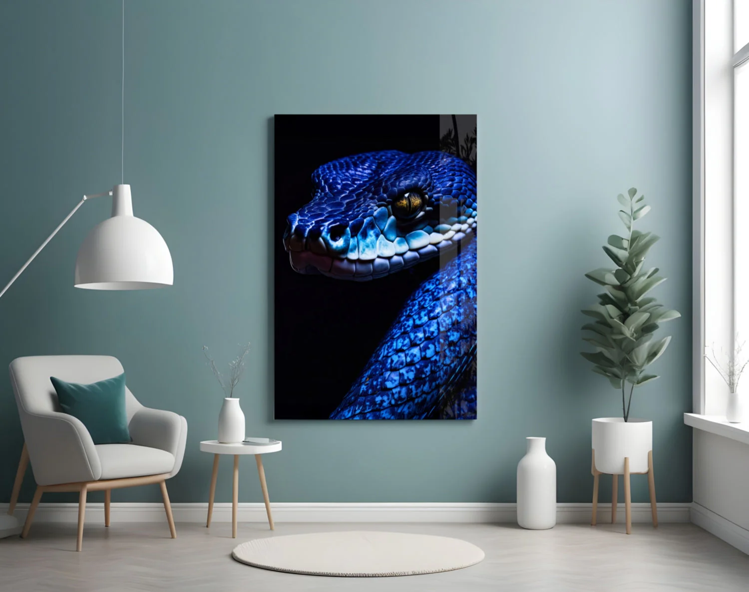 Eyes of the Blue Viper Glass Wall Art || Designer Collection - Image 5