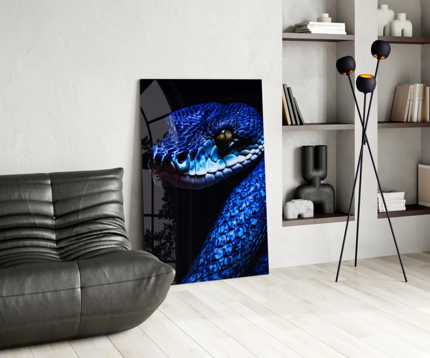 Eyes of the Blue Viper Glass Wall Art || Designer Collection - Image 6
