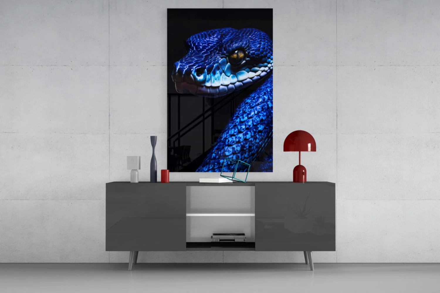 Eyes of the Blue Viper Glass Wall Art || Designer Collection - Image 9